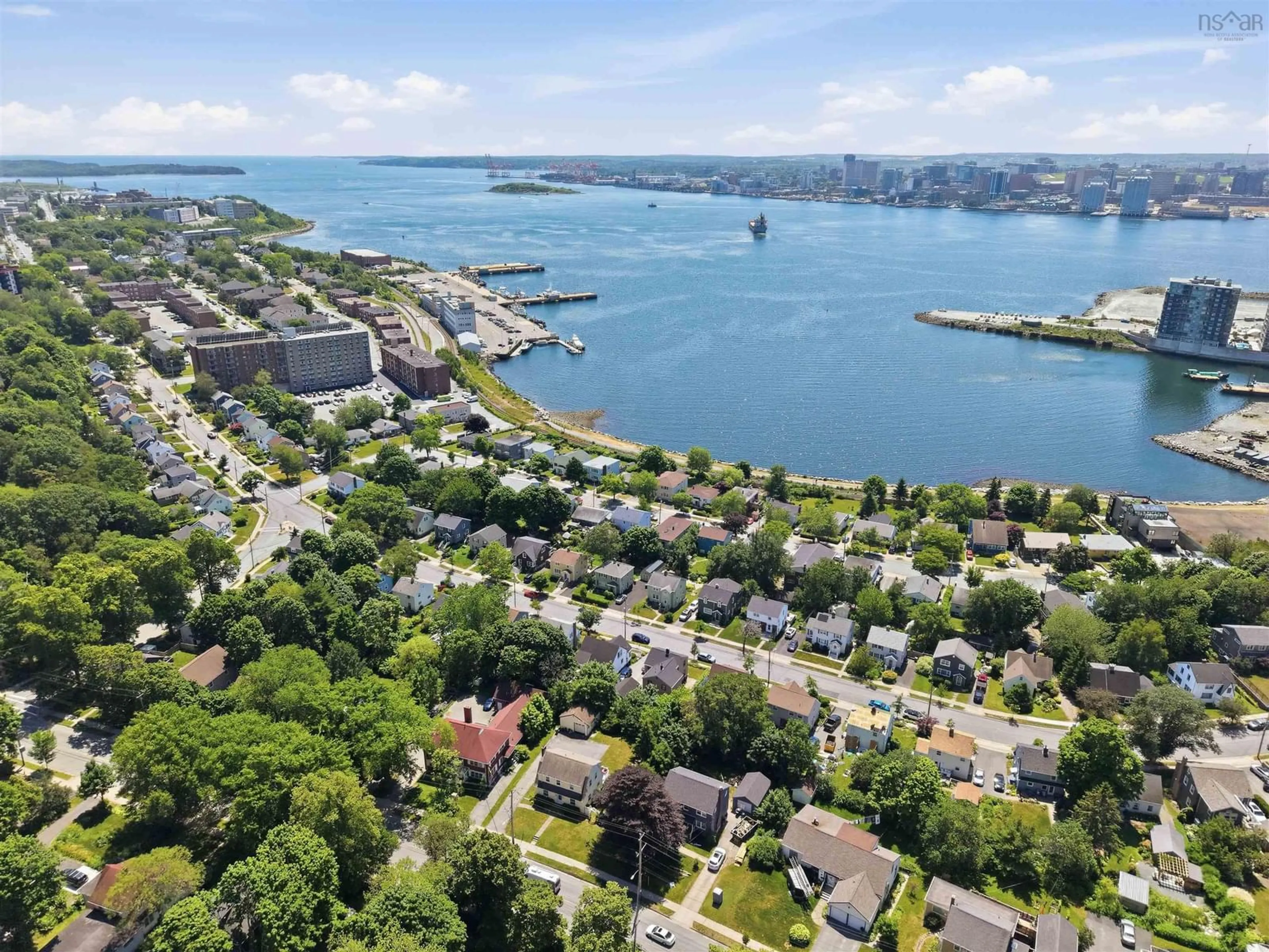 A pic from outside/outdoor area/front of a property/back of a property/a pic from drone, water/lake/river/ocean view for 56 Hazelhurst St, Dartmouth Nova Scotia B2Y 3N2