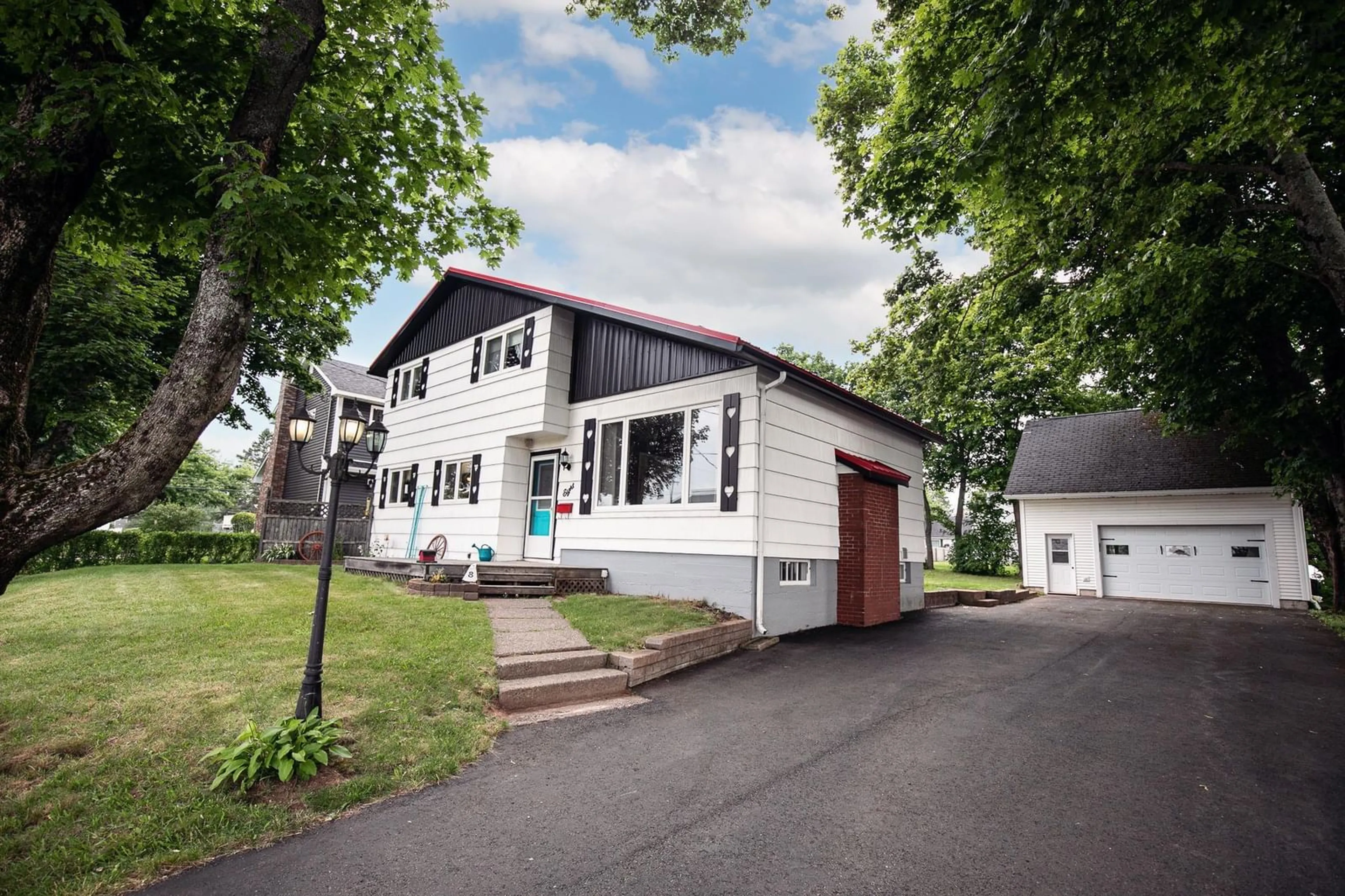 Home with vinyl exterior material, street for 8 Allison Ave, Amherst Nova Scotia B4H 3V4