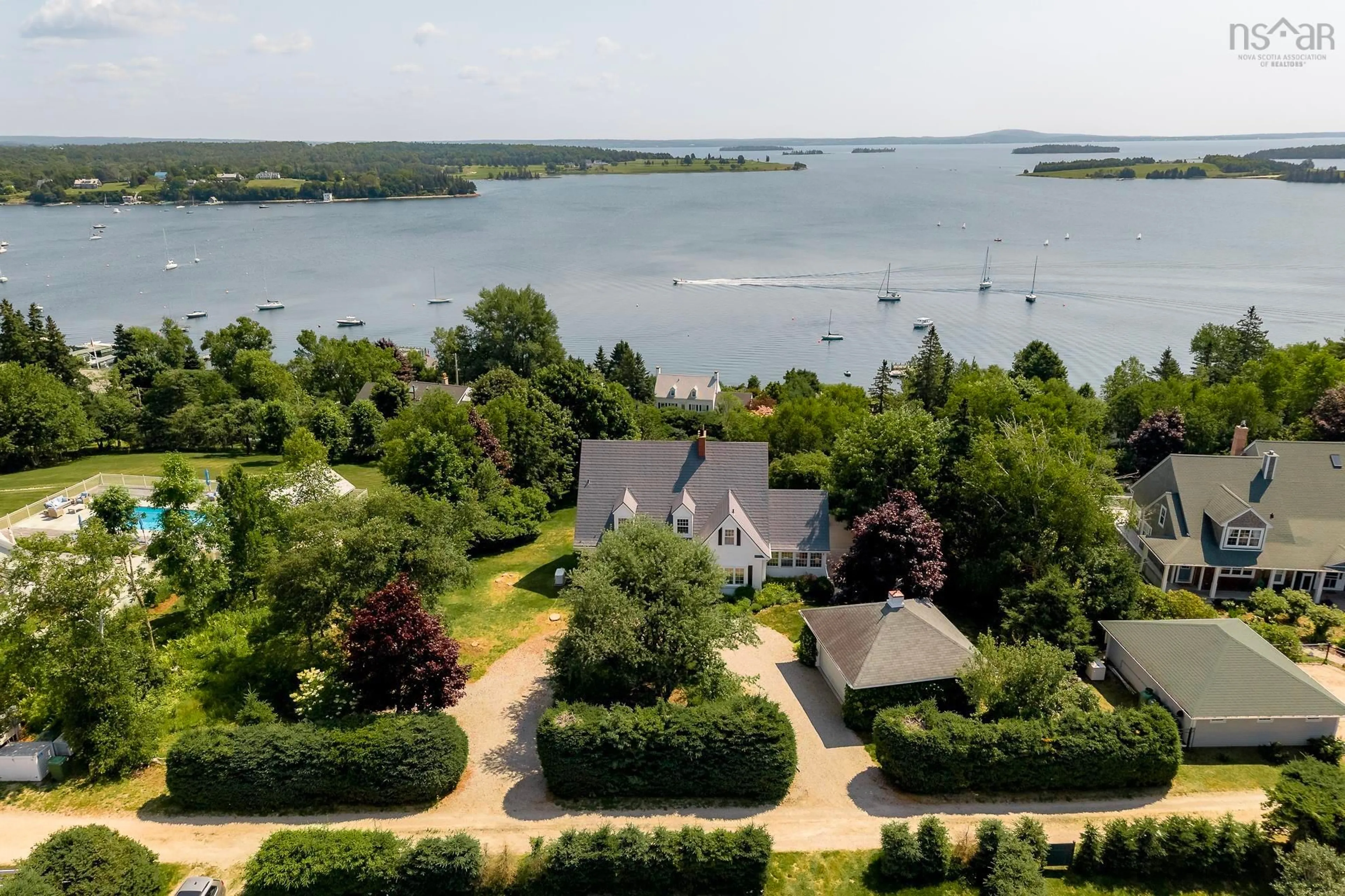 A pic from outside/outdoor area/front of a property/back of a property/a pic from drone, water/lake/river/ocean view for 20 Fredas Point Exten, Chester Nova Scotia B0J 1J0
