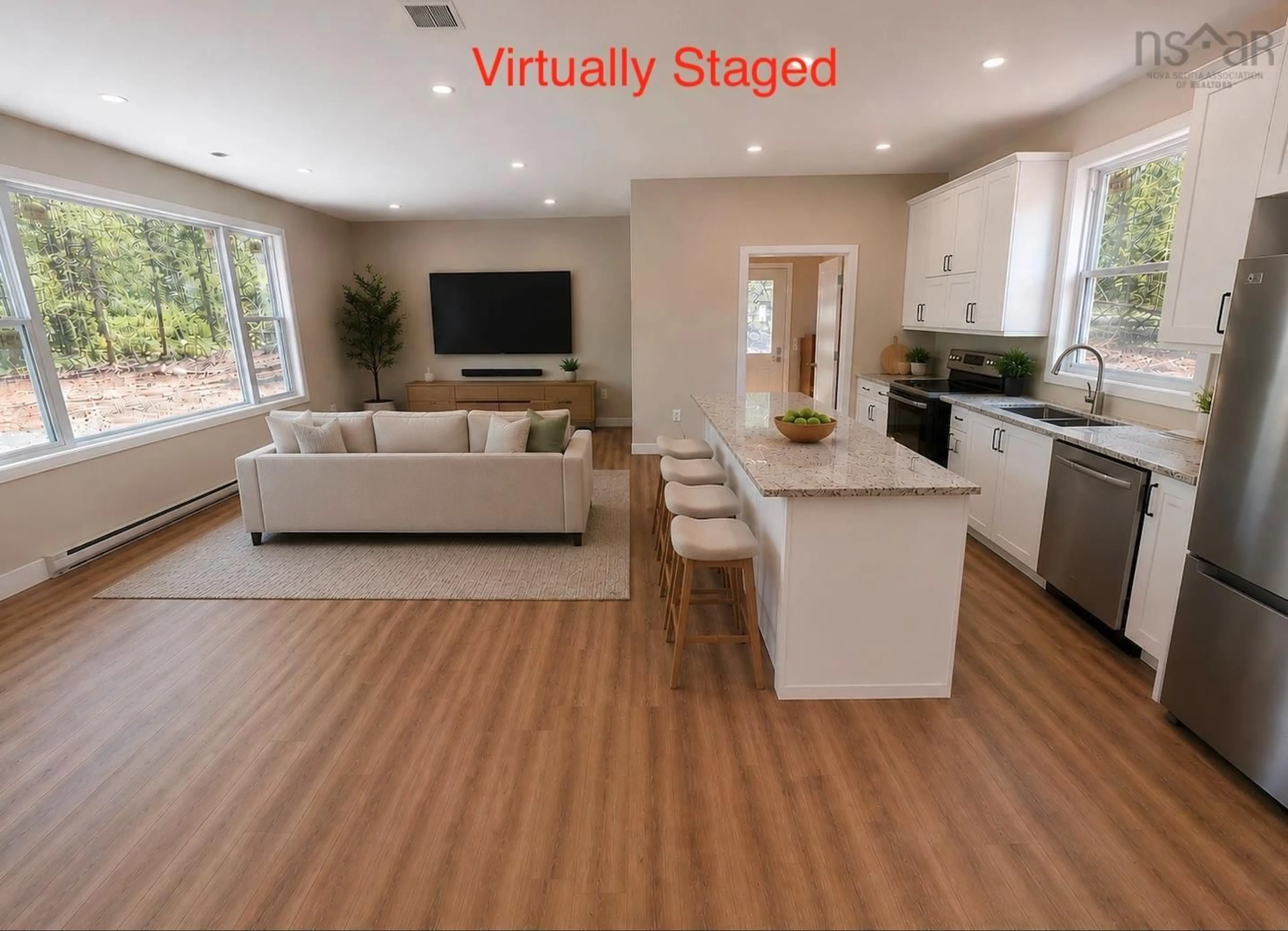 Open concept kitchen, wood/laminate floor for Lot 1 Lower Harmony Rd, Harmony Nova Scotia B6L 3V5