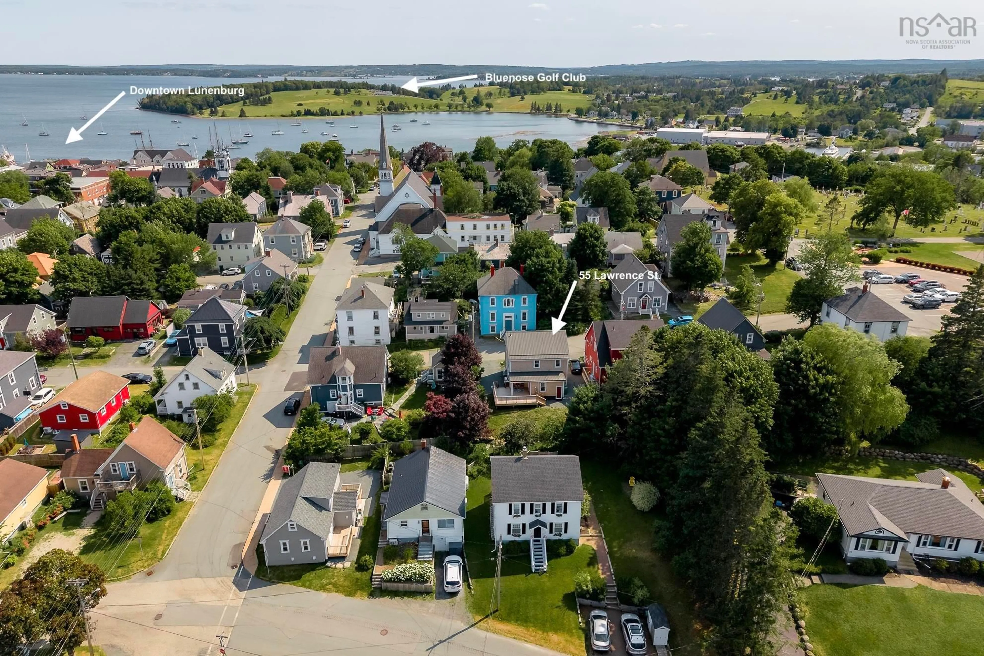 A pic from outside/outdoor area/front of a property/back of a property/a pic from drone, water/lake/river/ocean view for 55 Lawrence St, Lunenburg Nova Scotia B0J 2C0