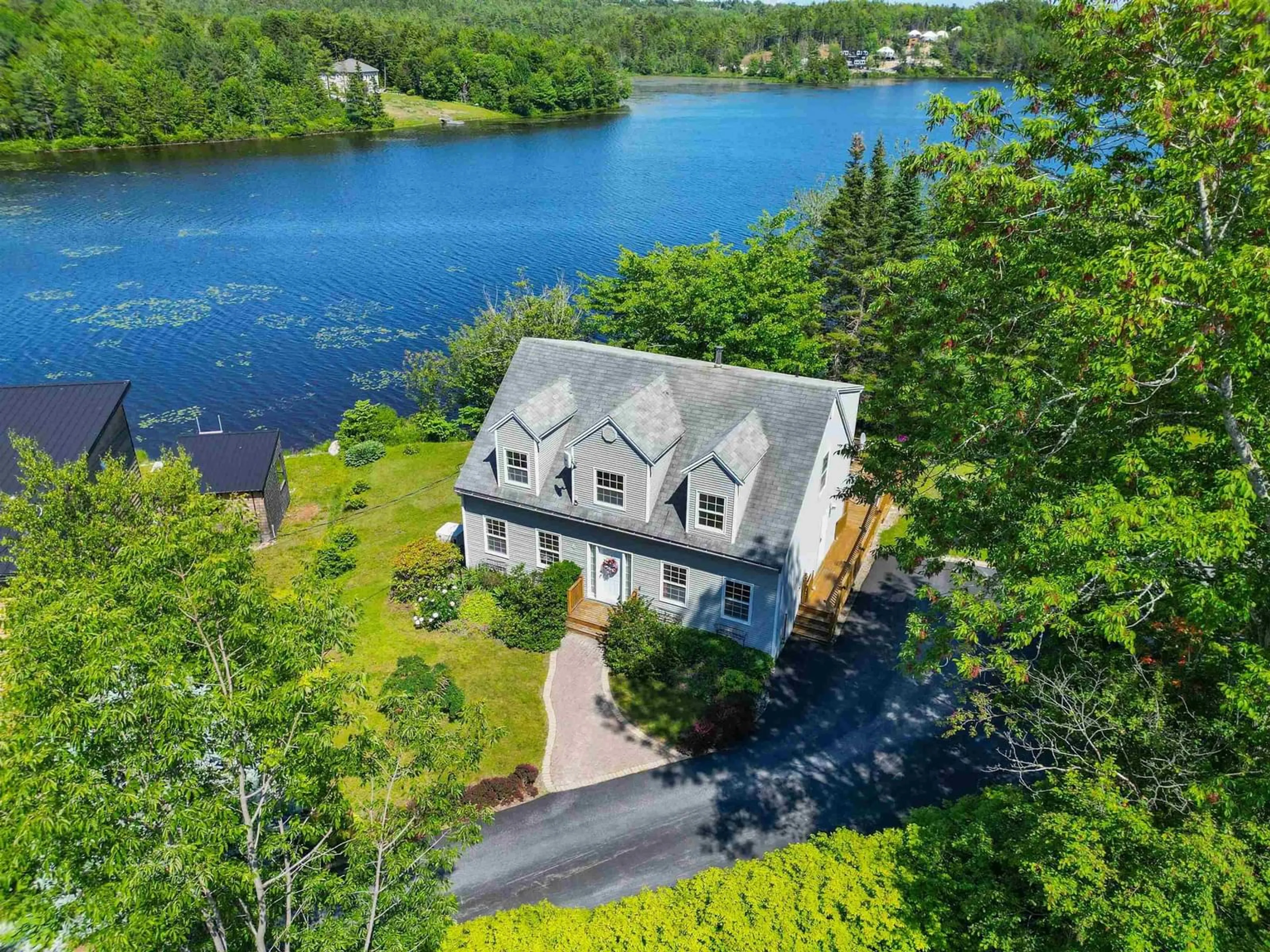A pic from outside/outdoor area/front of a property/back of a property/a pic from drone, water/lake/river/ocean view for 6 Stanford Lake Rd, Chester Nova Scotia B0J 1J0