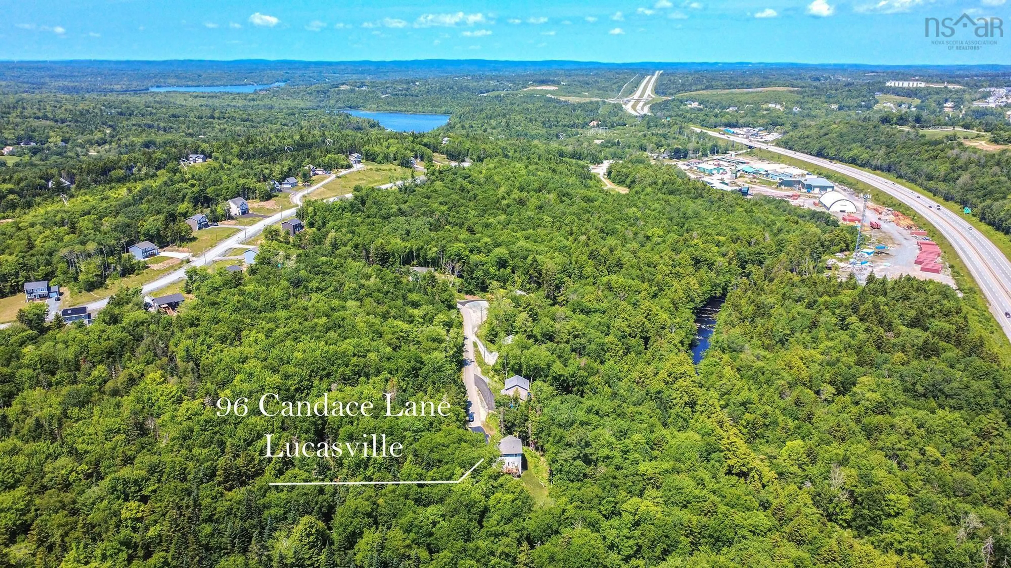 A pic from outside/outdoor area/front of a property/back of a property/a pic from drone, water/lake/river/ocean view for 96 Candace Lane, Lucasville Nova Scotia B4B 2H5
