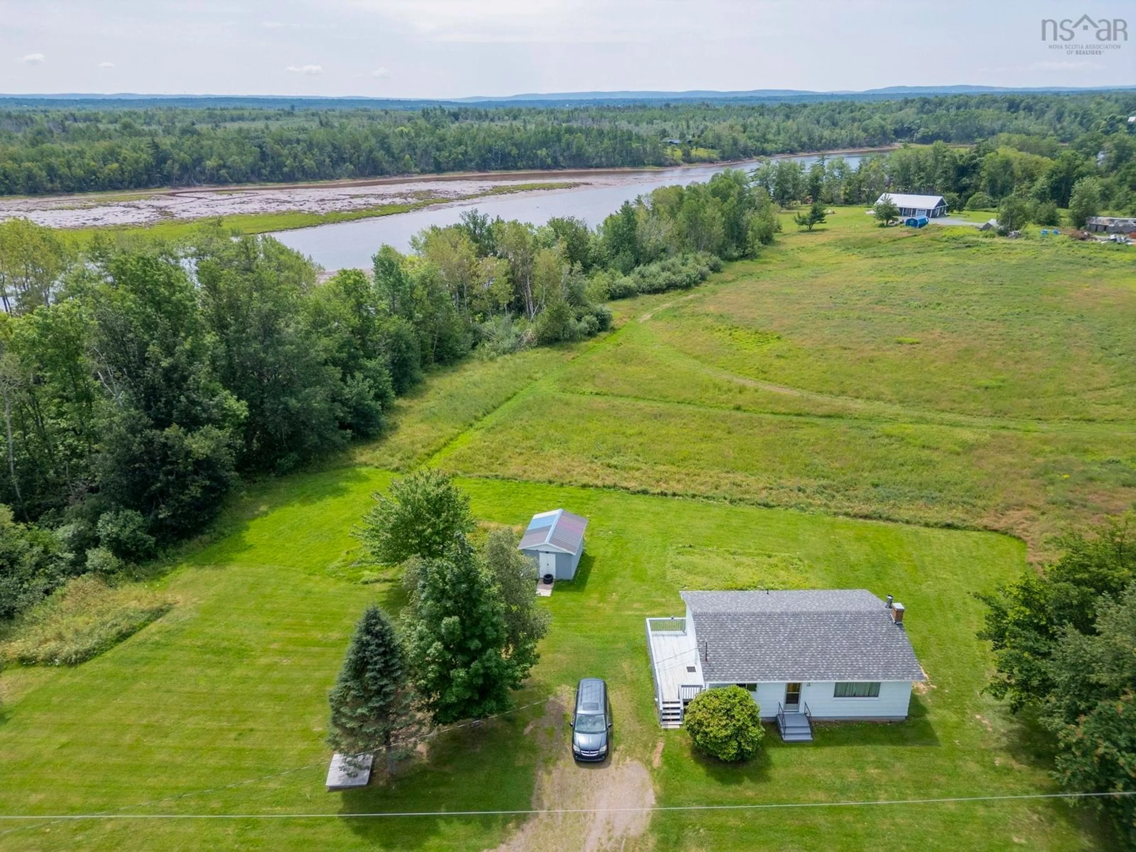 A pic from outside/outdoor area/front of a property/back of a property/a pic from drone, water/lake/river/ocean view for 24 River John Rd, River John Nova Scotia B0K 1N0
