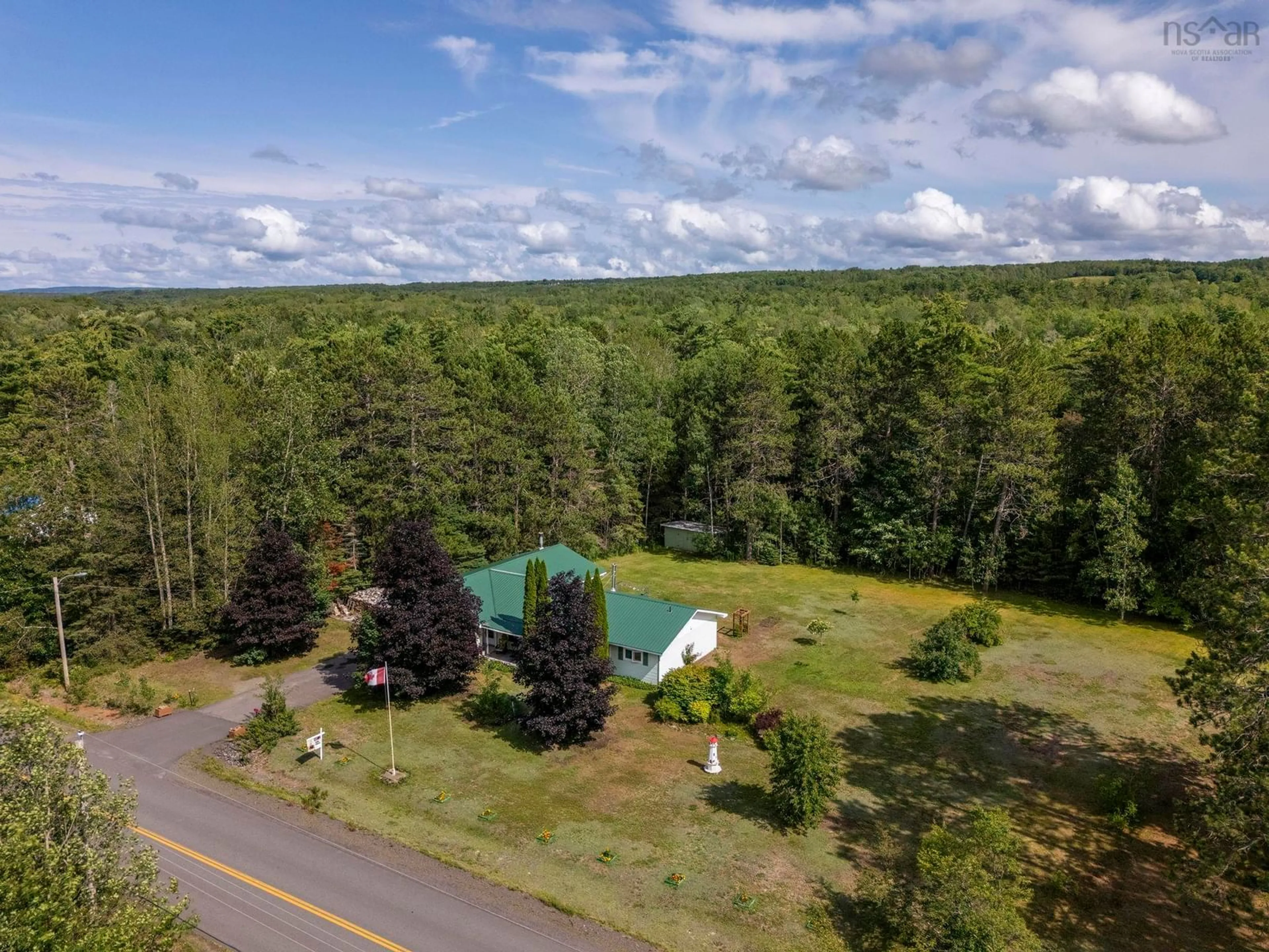 A pic from outside/outdoor area/front of a property/back of a property/a pic from drone, forest/trees view for 266 Hall Rd, South Greenwood Nova Scotia B0P 1R0