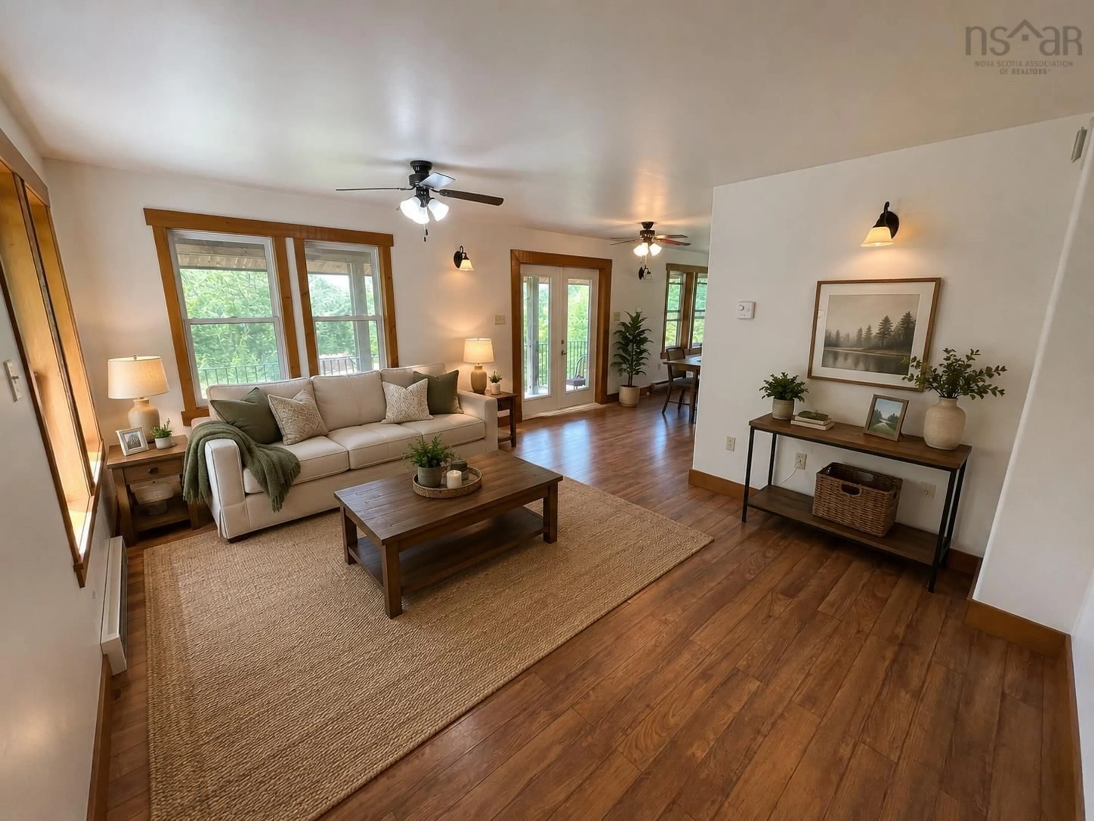 Living room with furniture, wood/laminate floor for 63 Old Post Rd, East Chester Nova Scotia B0J 1J0