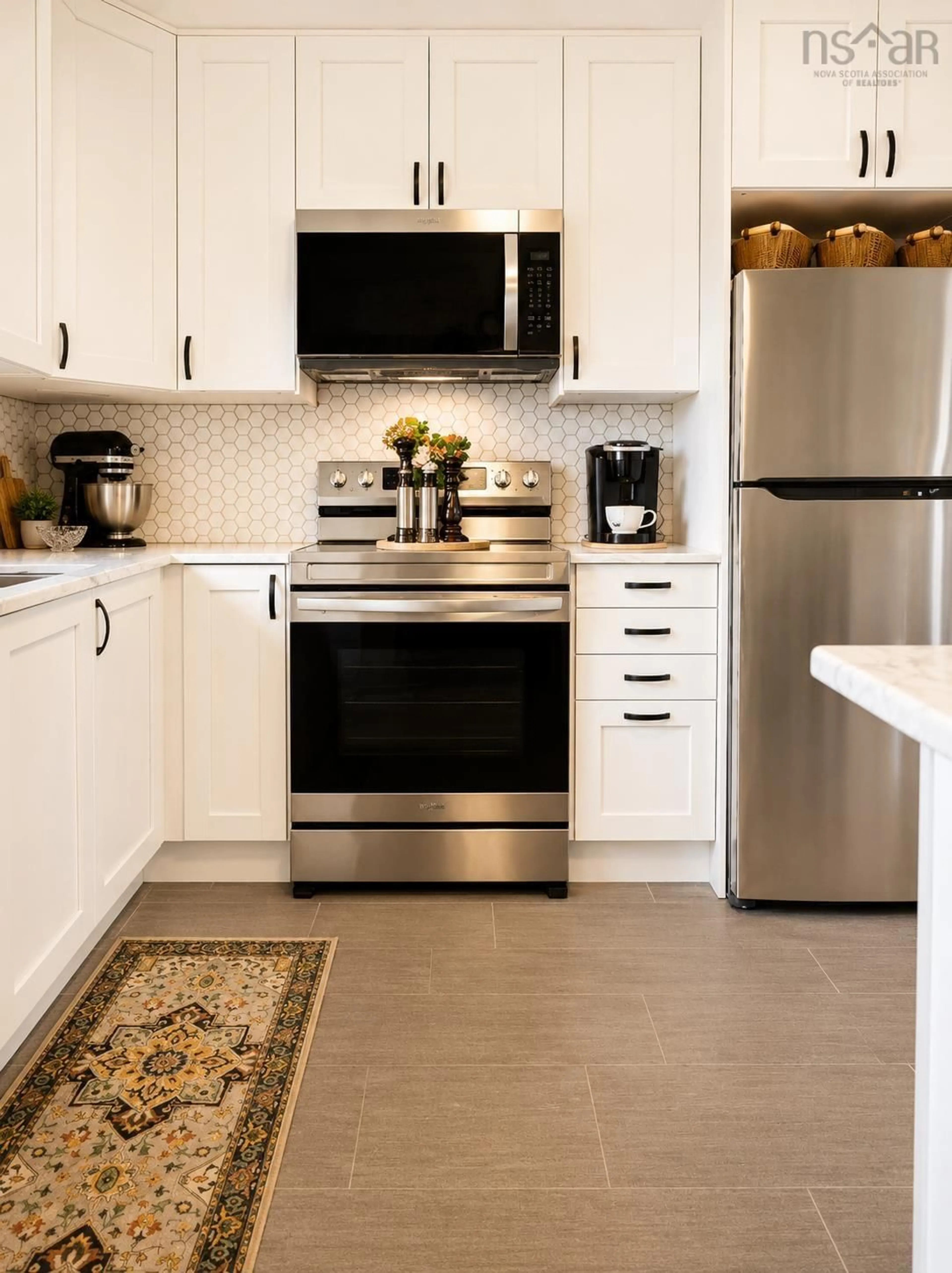 Open concept kitchen, ceramic/tile floor for 1 Cole Ave, Glace Bay Nova Scotia B1A 6L9