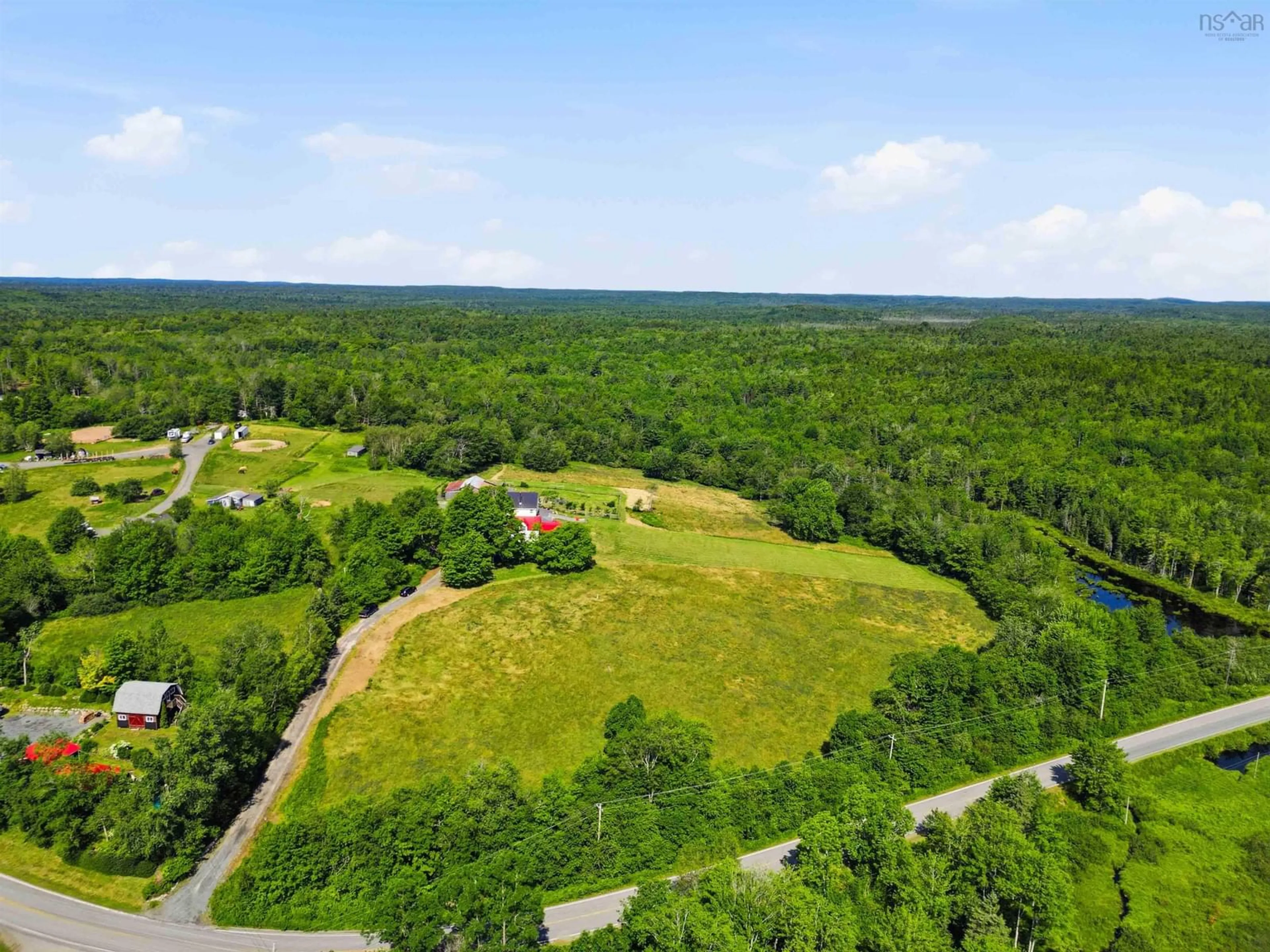 A pic from outside/outdoor area/front of a property/back of a property/a pic from drone, forest/trees view for 1368 Highway 208, Simpsons Corner Nova Scotia B0R 1E0