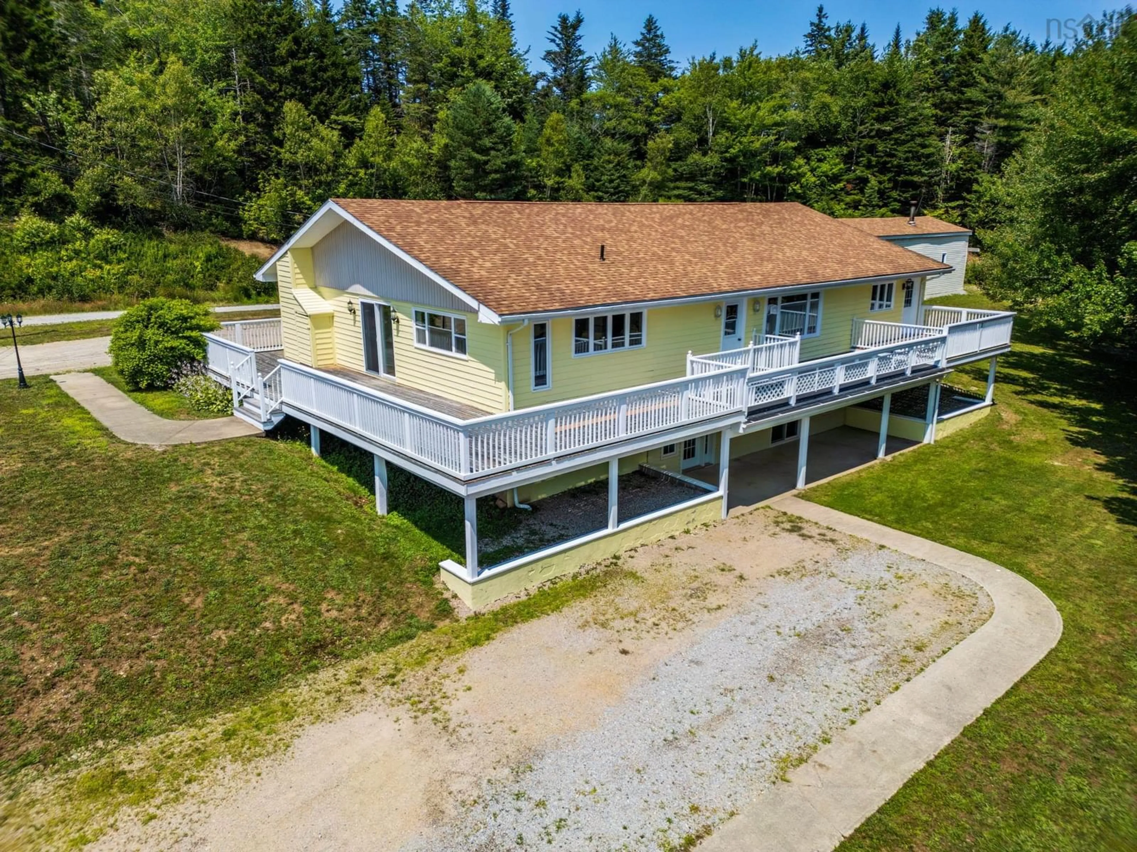 A pic from outside/outdoor area/front of a property/back of a property/a pic from drone, water/lake/river/ocean view for 2977 Highway 340, Yarmouth Nova Scotia B5A 5P1