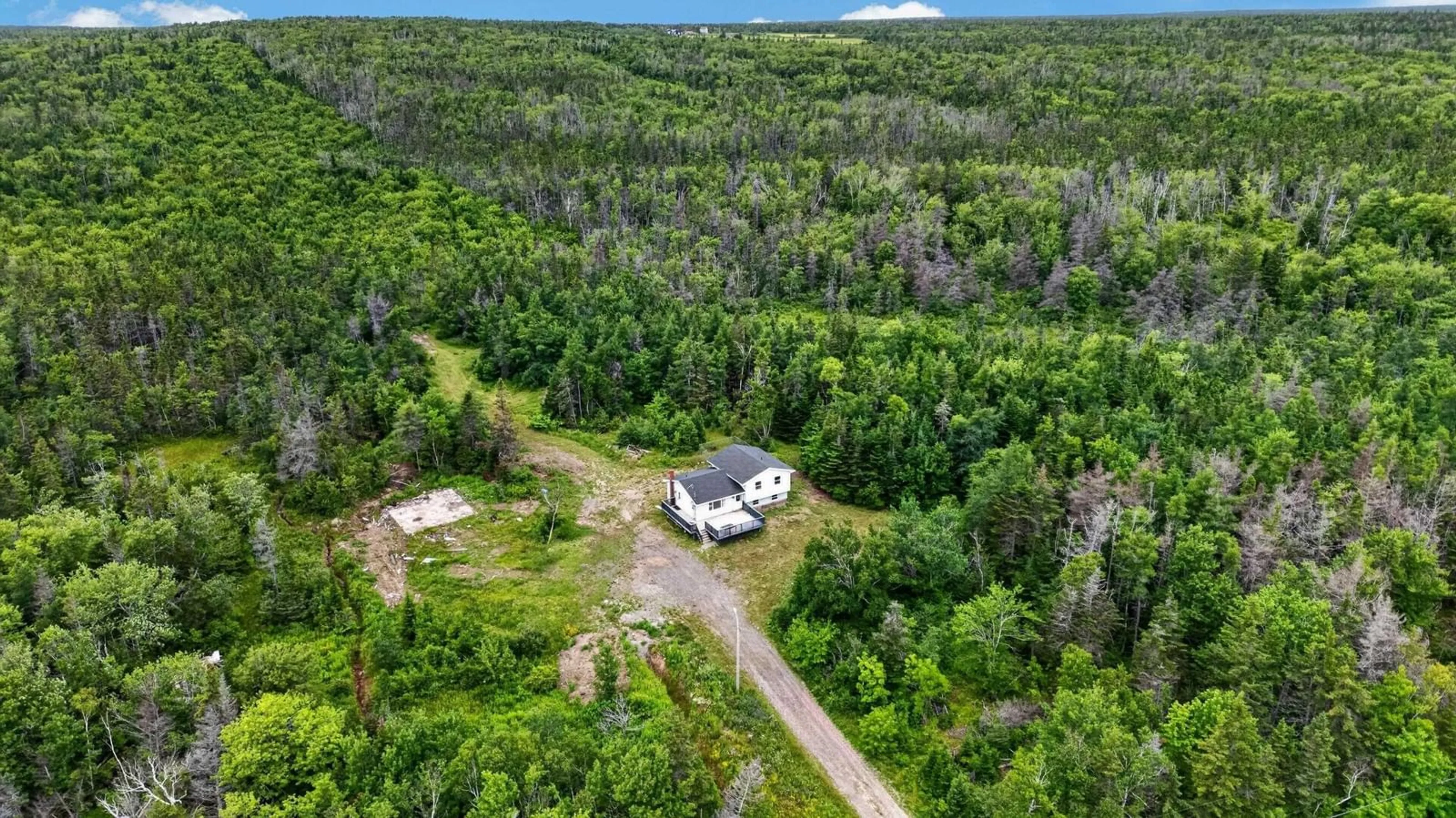 A pic from outside/outdoor area/front of a property/back of a property/a pic from drone, forest/trees view for 3262 Highway 255 Hwy, Port Morien Nova Scotia B1B 1T9