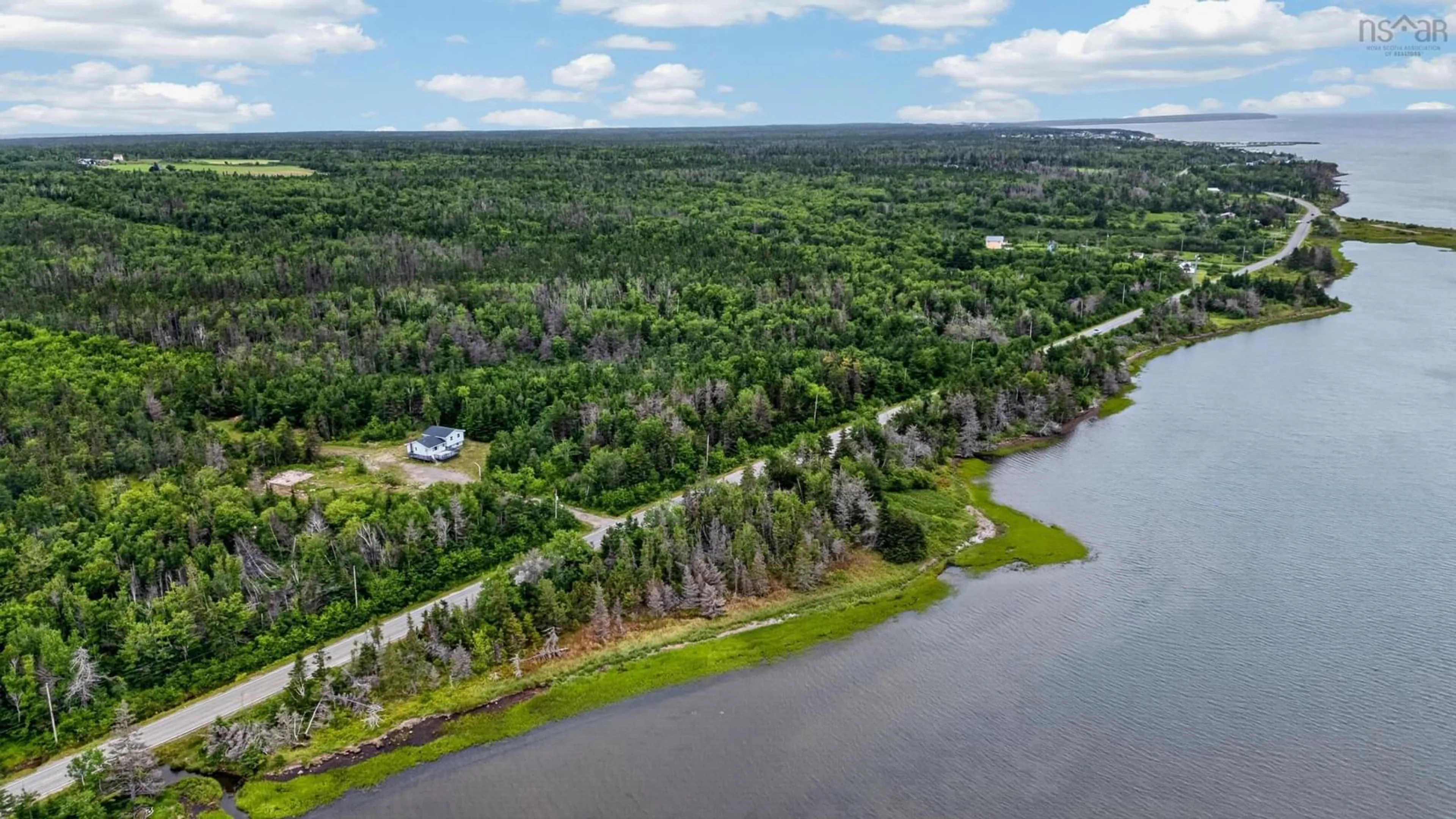 A pic from outside/outdoor area/front of a property/back of a property/a pic from drone, water/lake/river/ocean view for 3262 Highway 255 Hwy, Port Morien Nova Scotia B1B 1T9