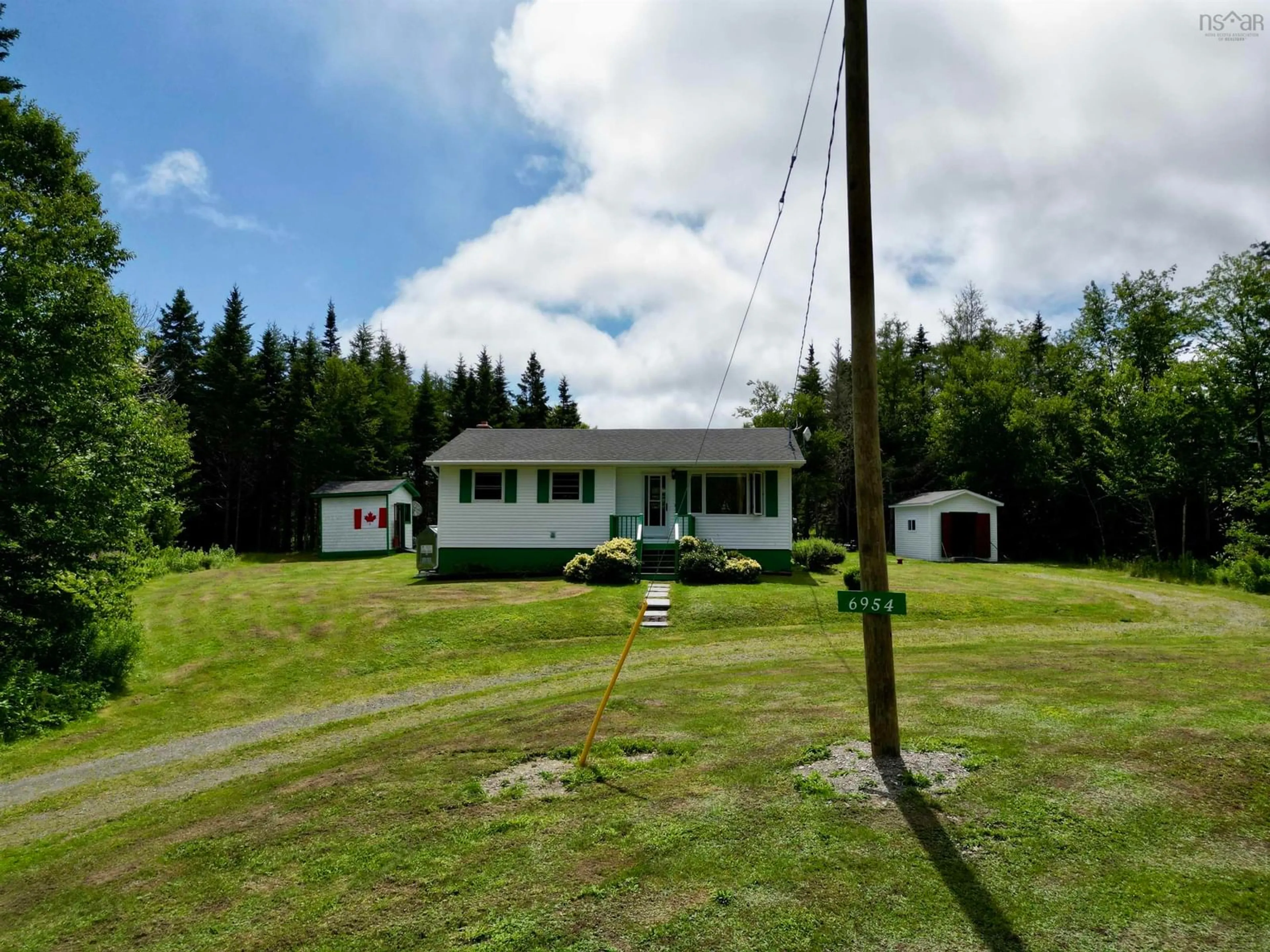 A pic from outside/outdoor area/front of a property/back of a property/a pic from drone, unknown for 6954 Highway 327, French Road Nova Scotia B1K 2A6