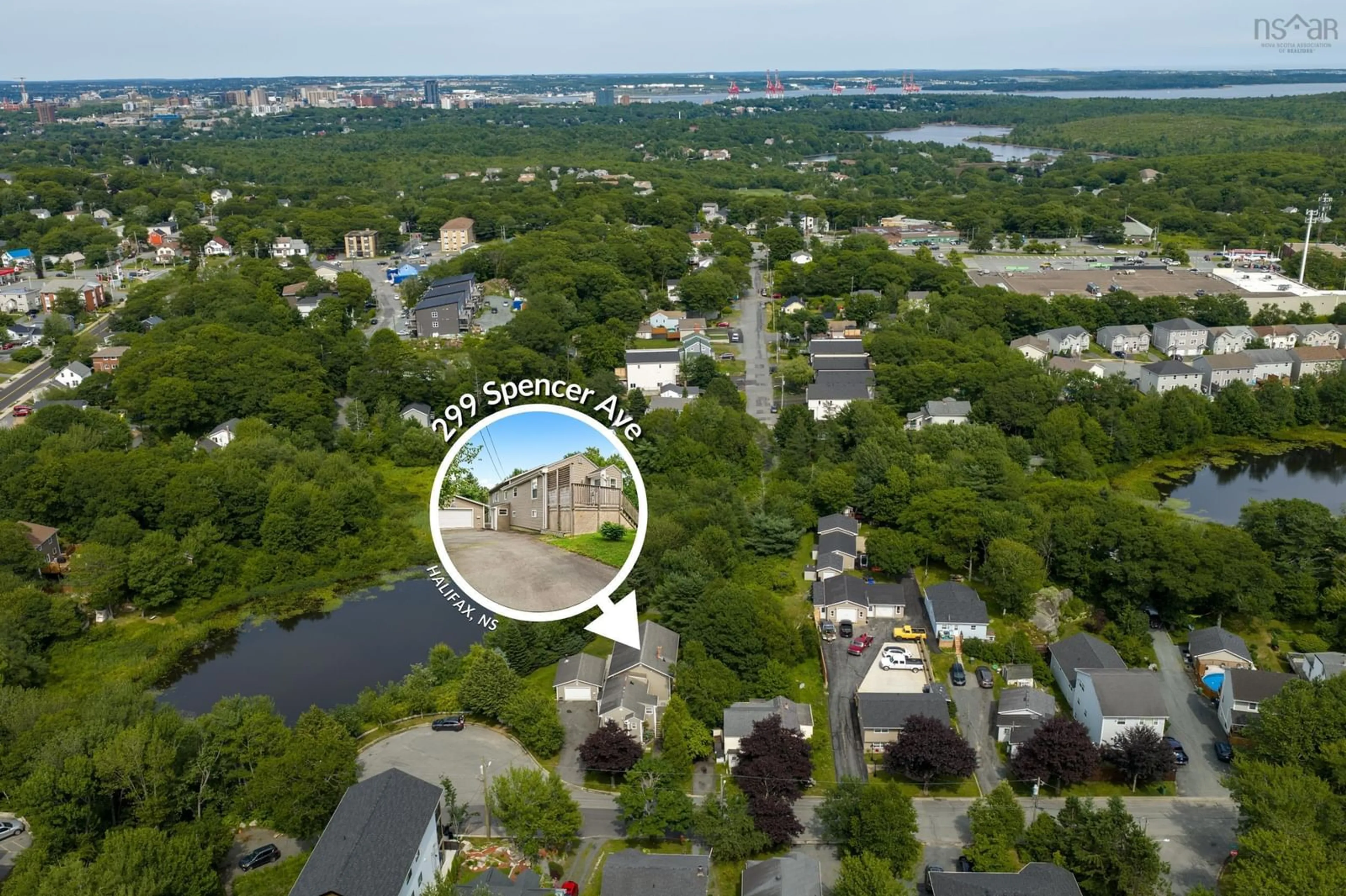 A pic from outside/outdoor area/front of a property/back of a property/a pic from drone, water/lake/river/ocean view for 299 Spencer Ave, Halifax Nova Scotia B3R 1S8