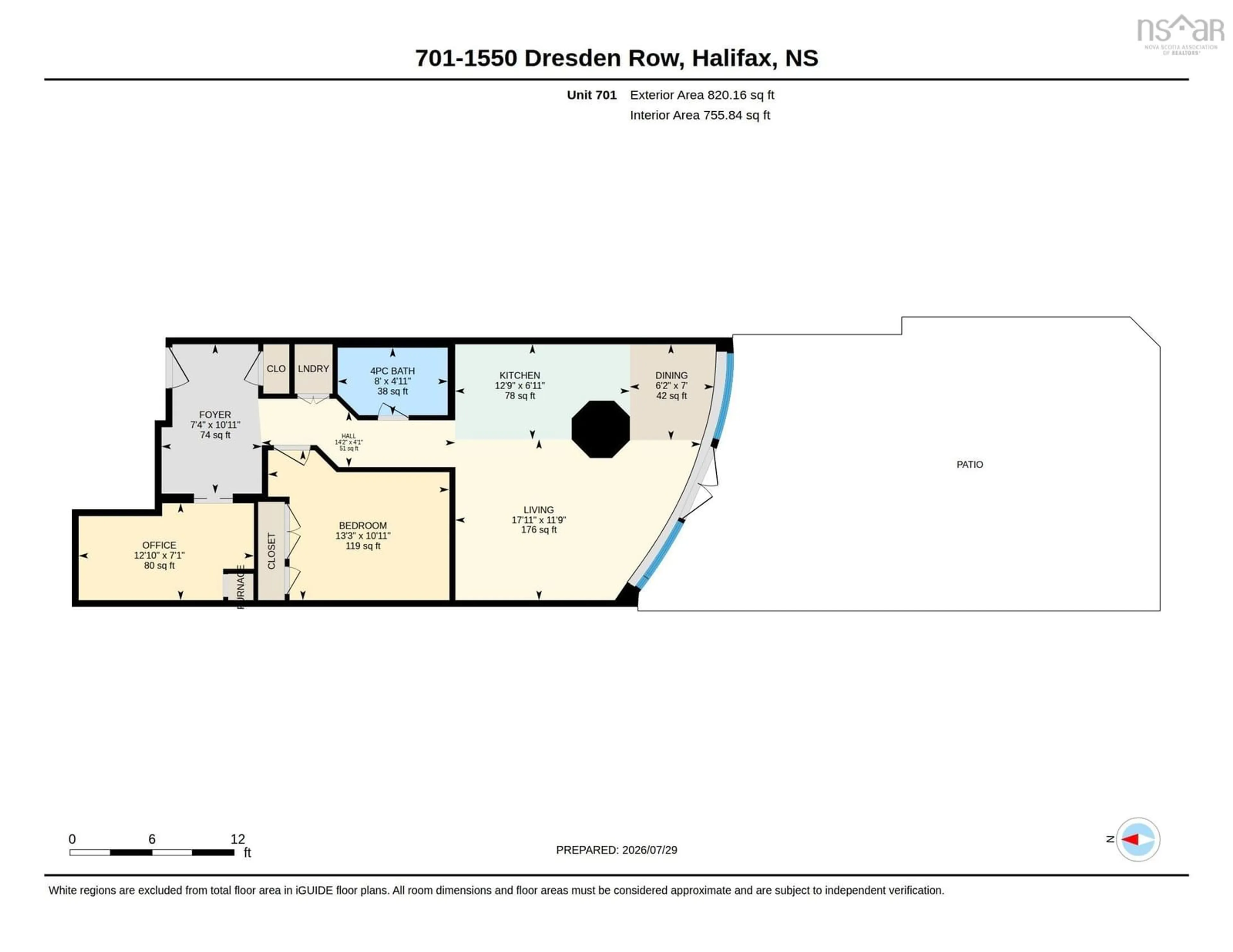 Floor plan for 1550 Dresden Row #701, Halifax Nova Scotia B3J 4A2