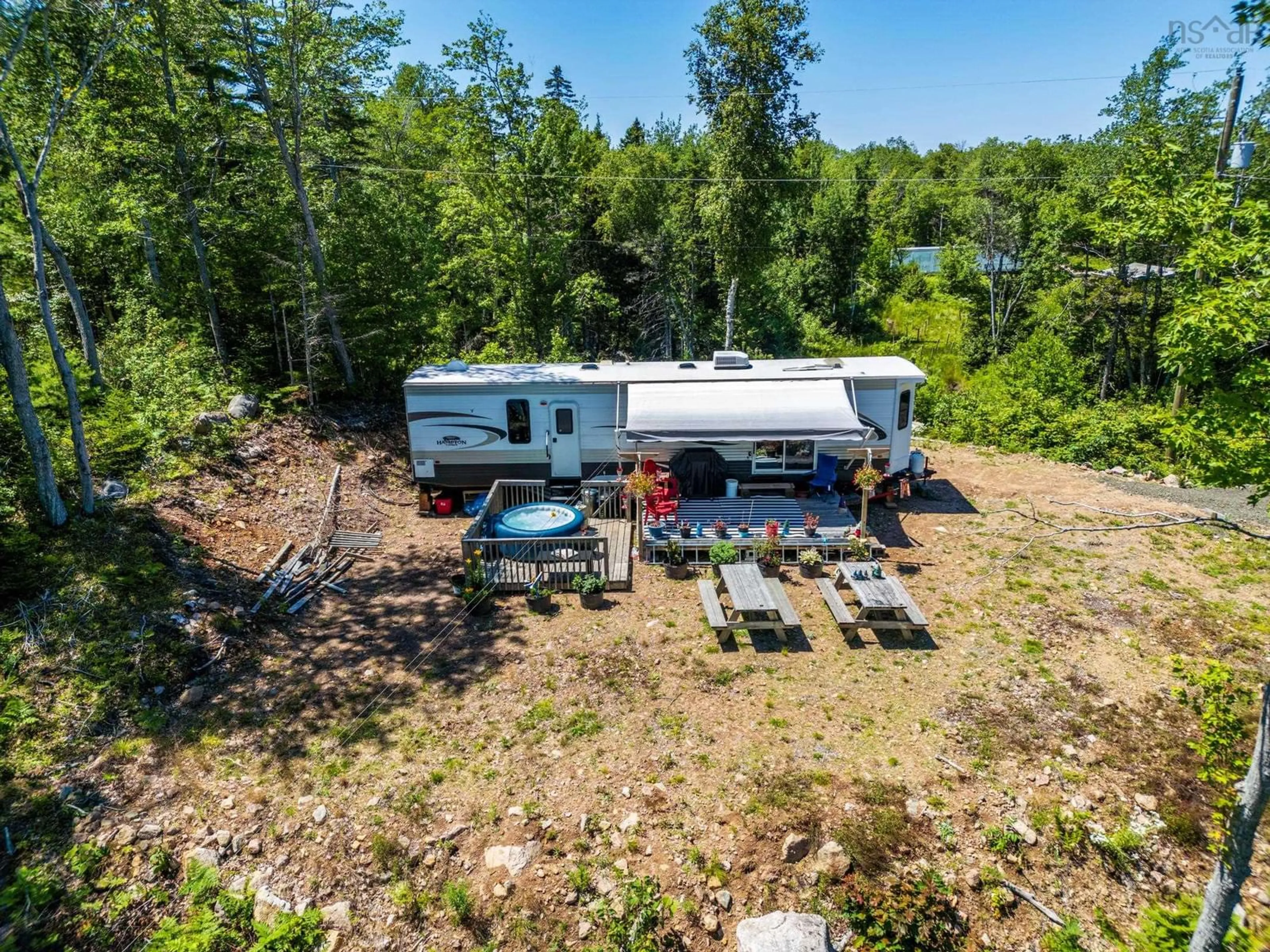 A pic from outside/outdoor area/front of a property/back of a property/a pic from drone, forest/trees view for 33 Acorn Lane, Lake La Rose Nova Scotia B0S 1A0