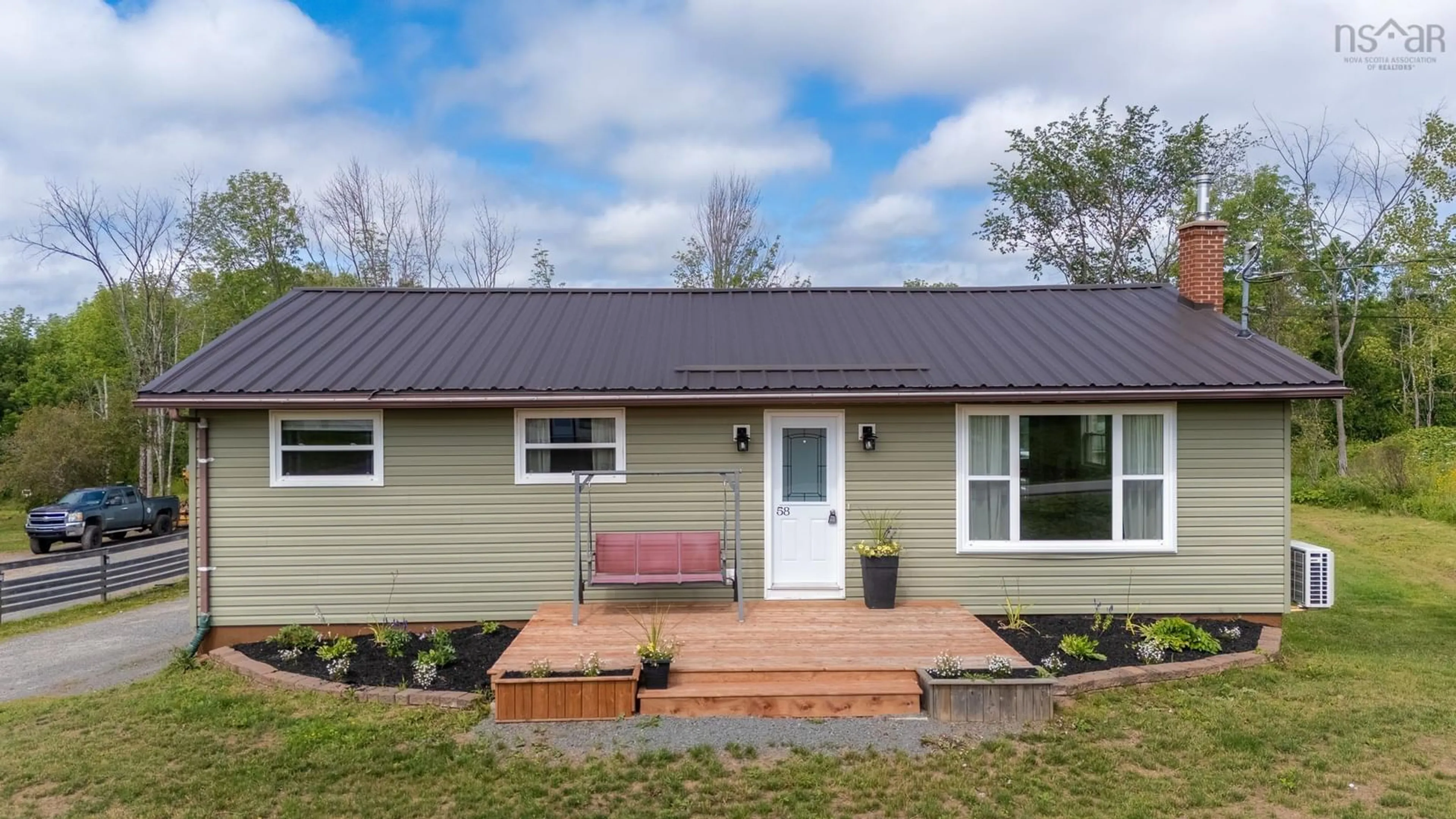 Home with vinyl exterior material, street for 58 Three Mile Plains Cross Road, Three Mile Plains Nova Scotia B0N 2T0