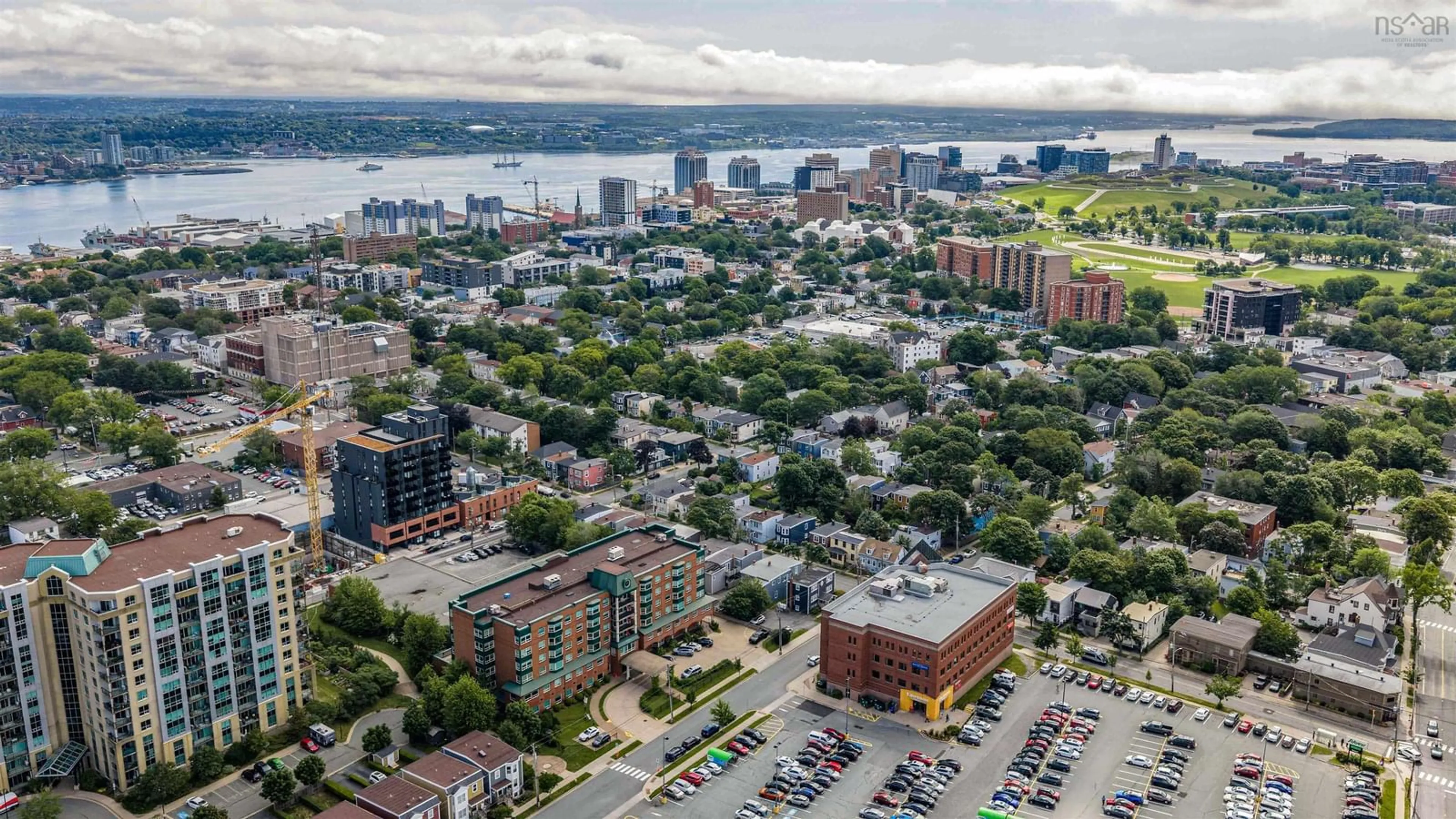A pic from outside/outdoor area/front of a property/back of a property/a pic from drone, city buildings view from balcony for 6122 North St, Halifax Peninsula Nova Scotia B3K 1P3