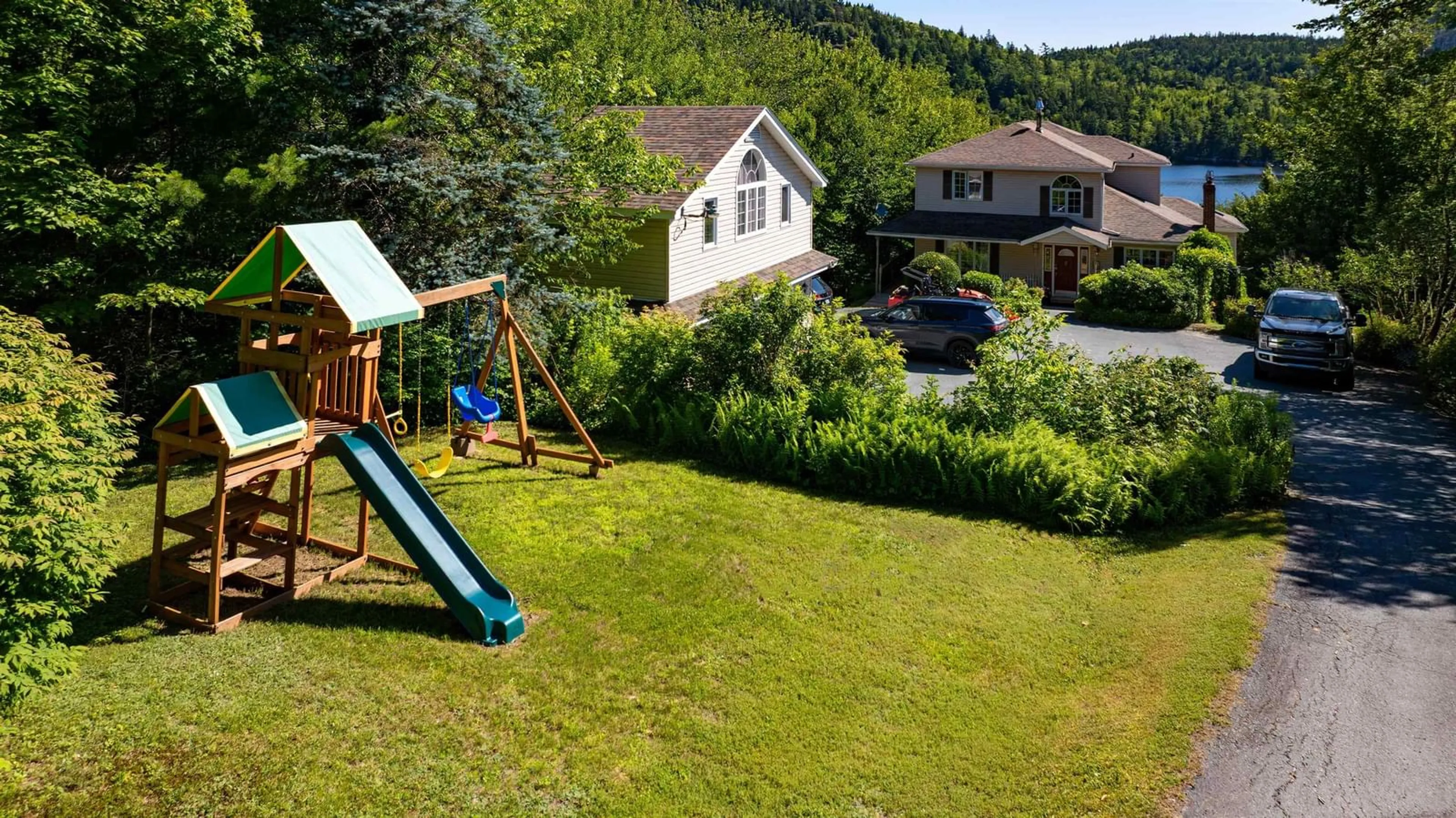 A pic from outside/outdoor area/front of a property/back of a property/a pic from drone, mountain view for 1581 Myra Rd, Porters Lake Nova Scotia B3E 1M1