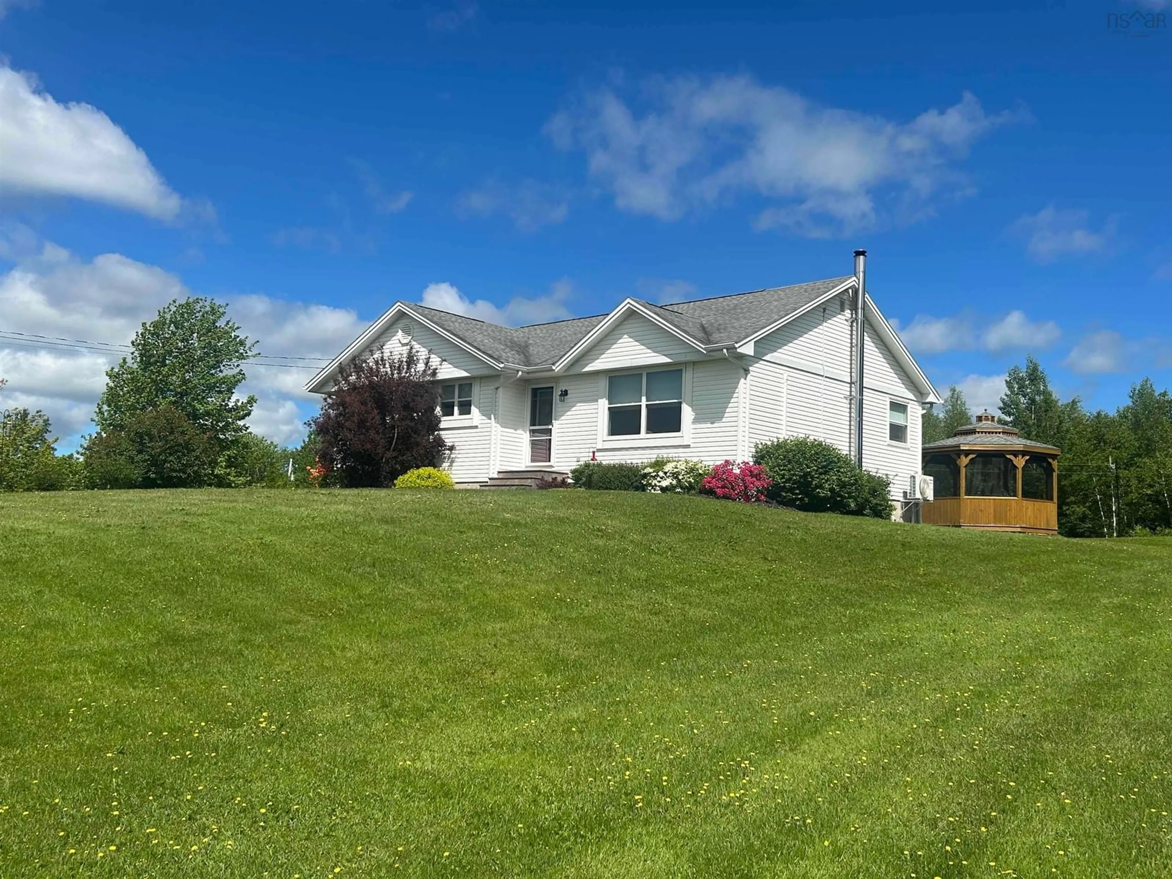 A pic from outside/outdoor area/front of a property/back of a property/a pic from drone, water/lake/river/ocean view for 140 Mountain View Drive, Pleasant Valley Nova Scotia B2G 2K9