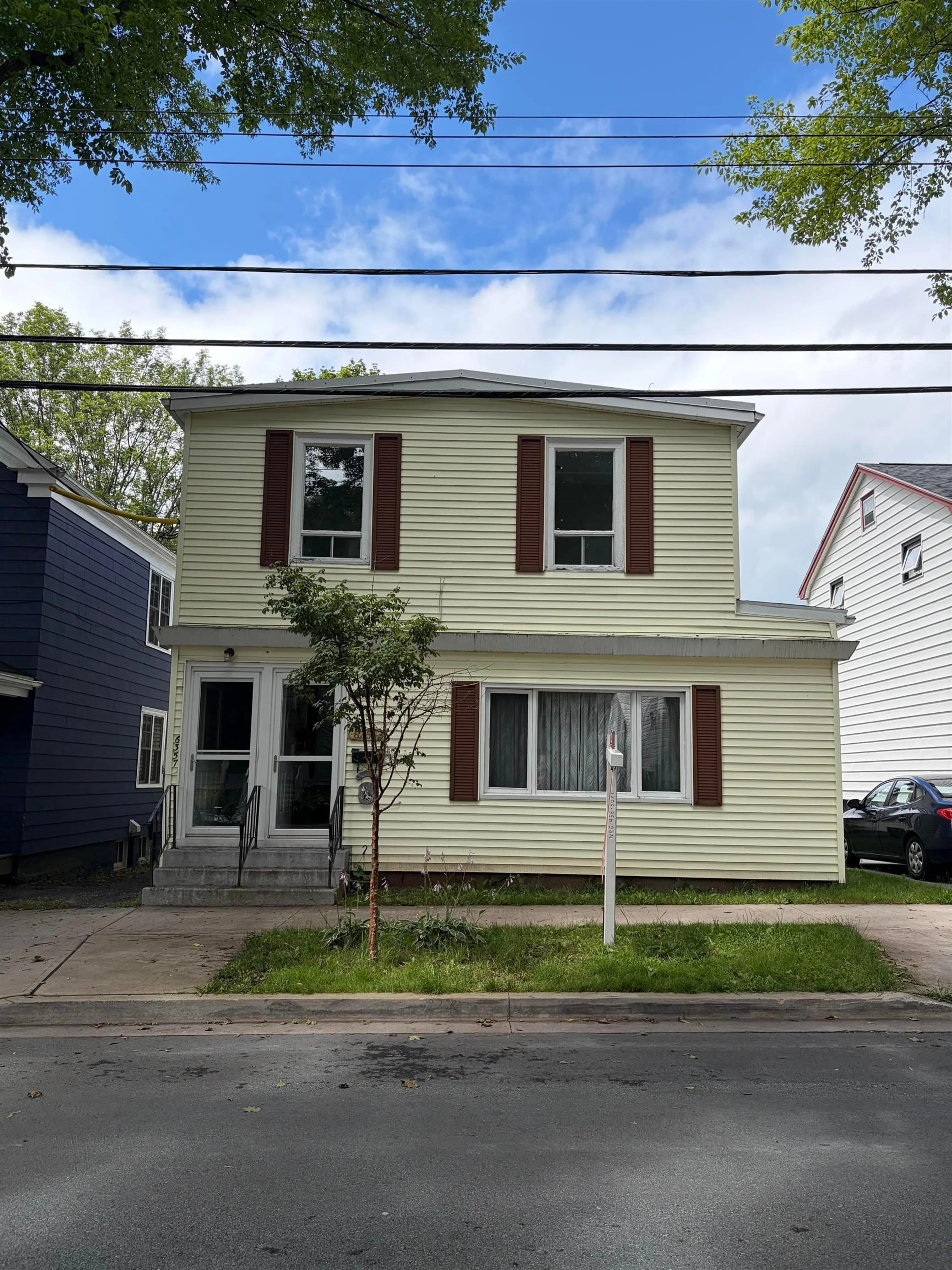 Home with vinyl exterior material, street for 6355/6357 Cork St, Halifax Nova Scotia B3L 1Z3