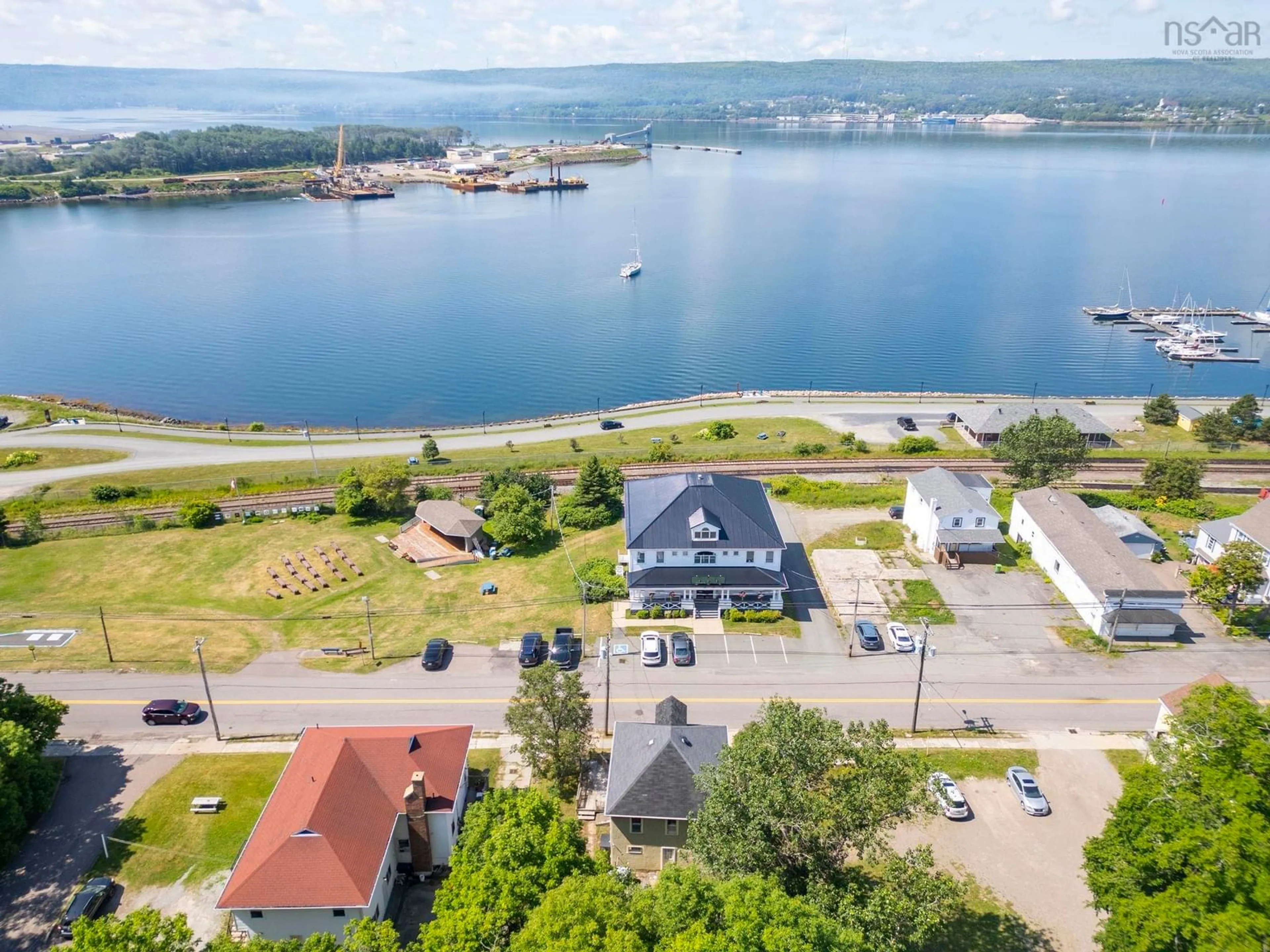 A pic from outside/outdoor area/front of a property/back of a property/a pic from drone, water/lake/river/ocean view for 412 Granville Street, Port Hawkesbury Nova Scotia B9A 2M7