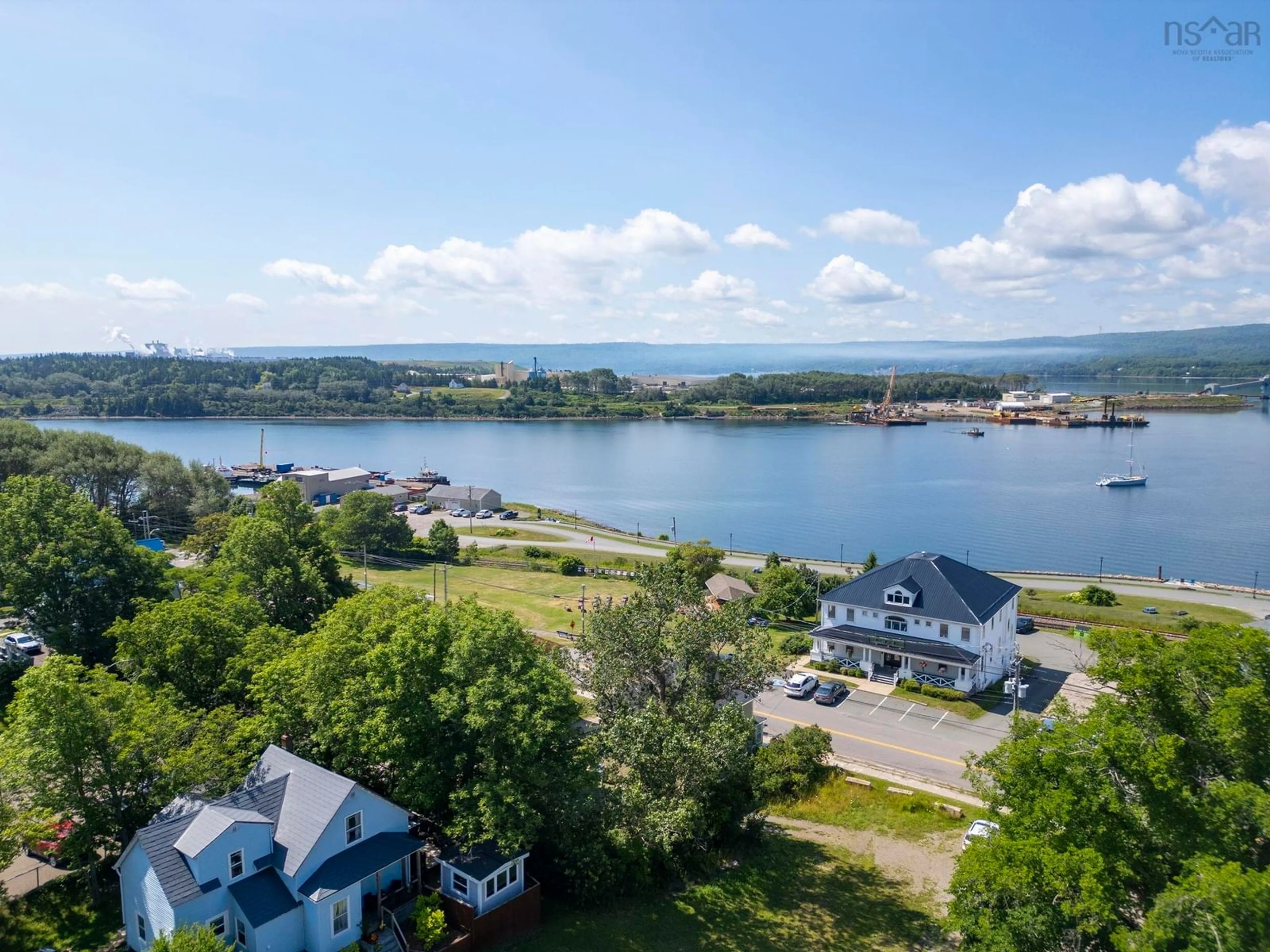 A pic from outside/outdoor area/front of a property/back of a property/a pic from drone, water/lake/river/ocean view for 412 Granville Street, Port Hawkesbury Nova Scotia B9A 2M7