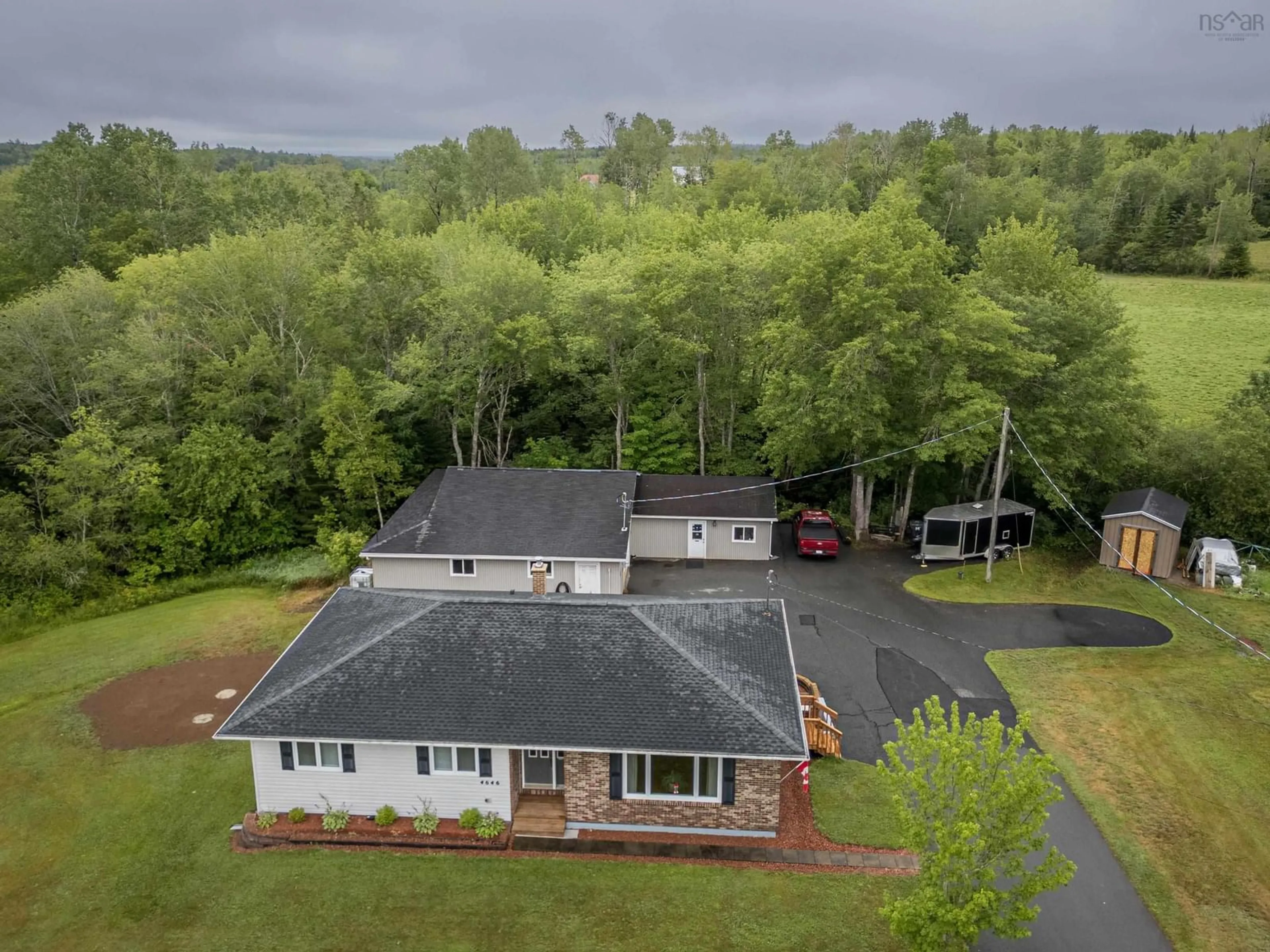 A pic from outside/outdoor area/front of a property/back of a property/a pic from drone, water/lake/river/ocean view for 4646 Highway 14, Upper Nine Mile River Nova Scotia B2S 3E7
