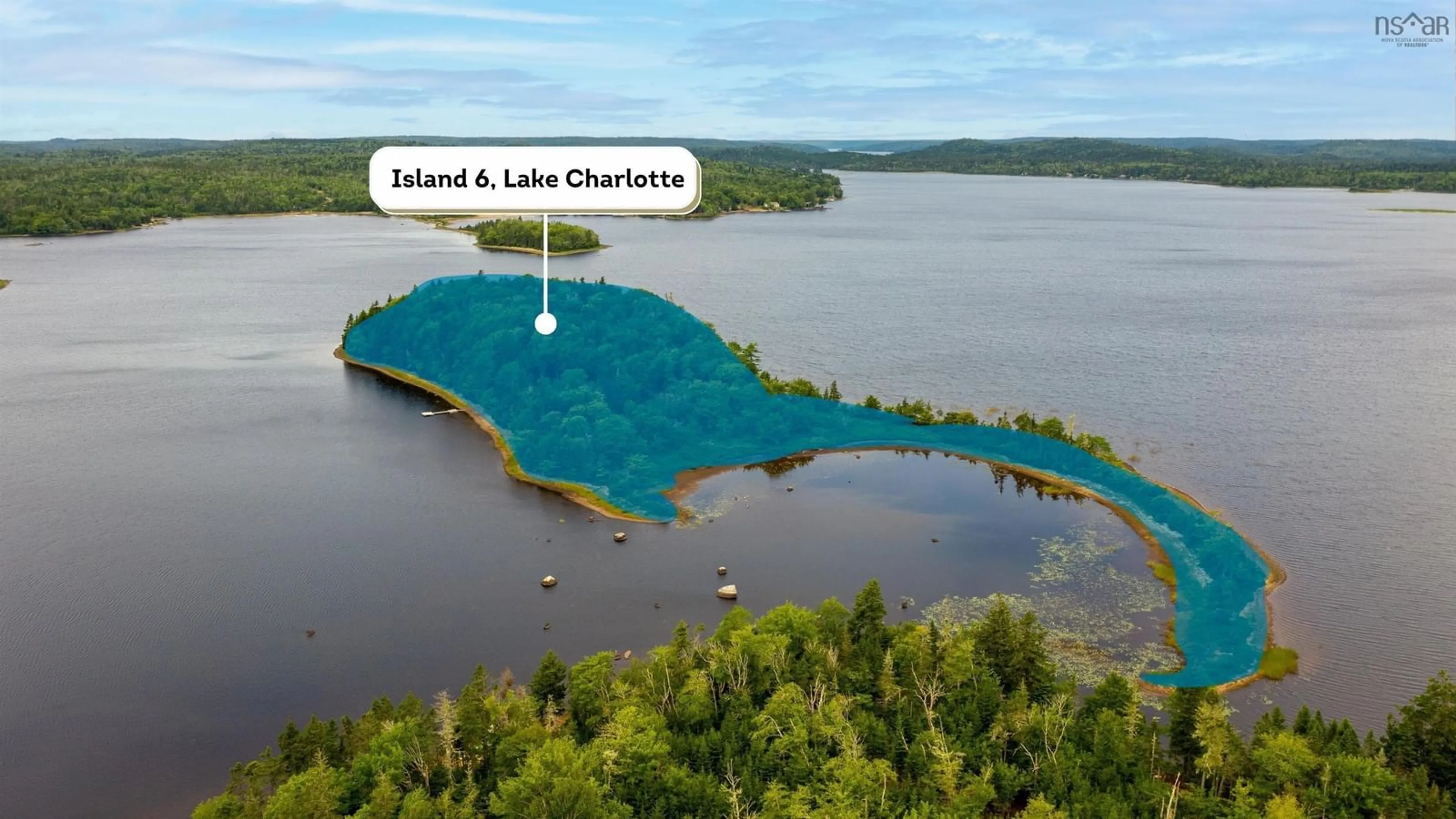 A pic from outside/outdoor area/front of a property/back of a property/a pic from drone, water/lake/river/ocean view for 2 Acres With Cottage Island No. 6, Lake Charlotte Nova Scotia B0J 2L0