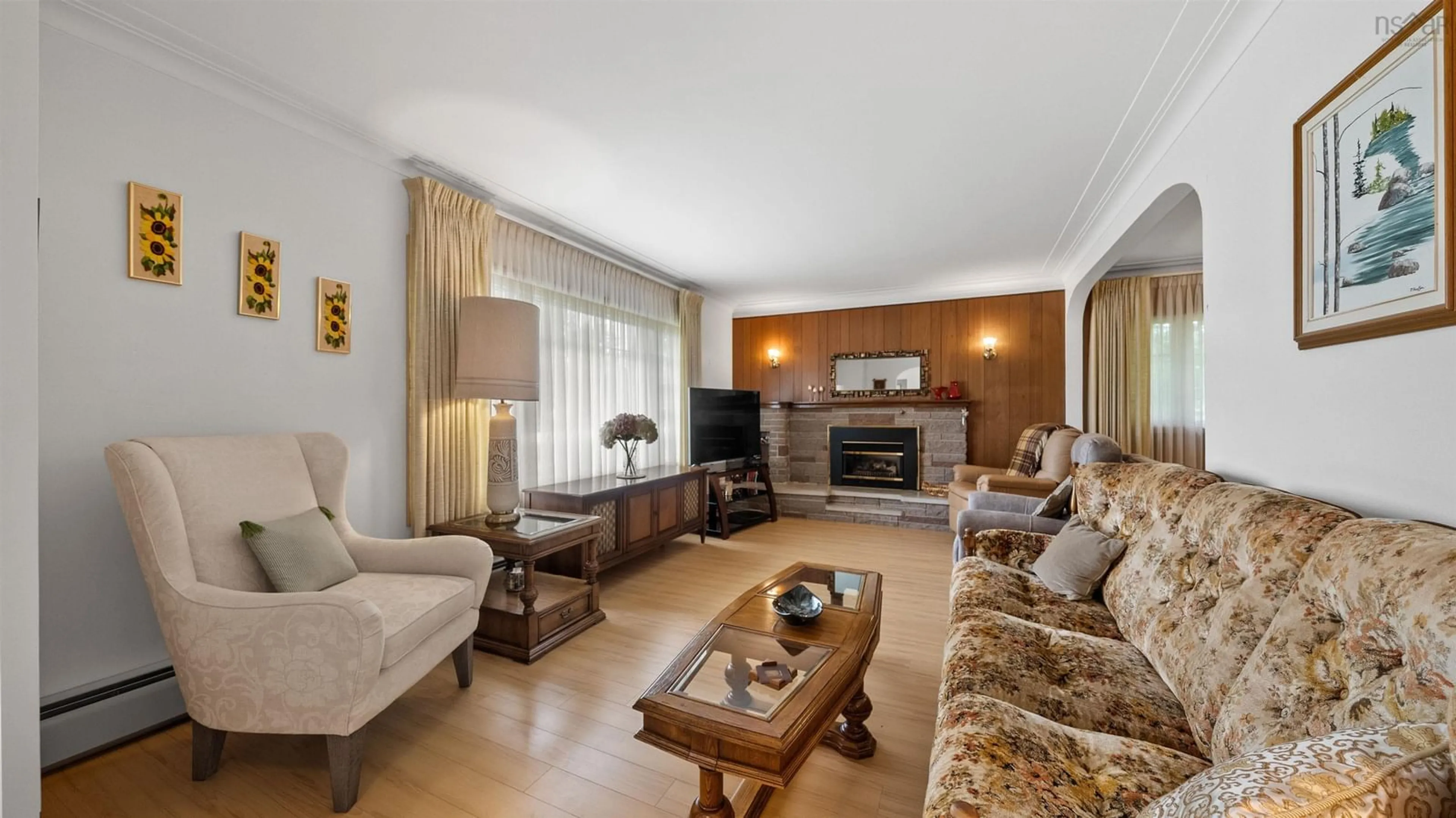 Living room with furniture, wood/laminate floor for 8801 Highway 224, Upper Musquodoboit Nova Scotia B0N 1X0