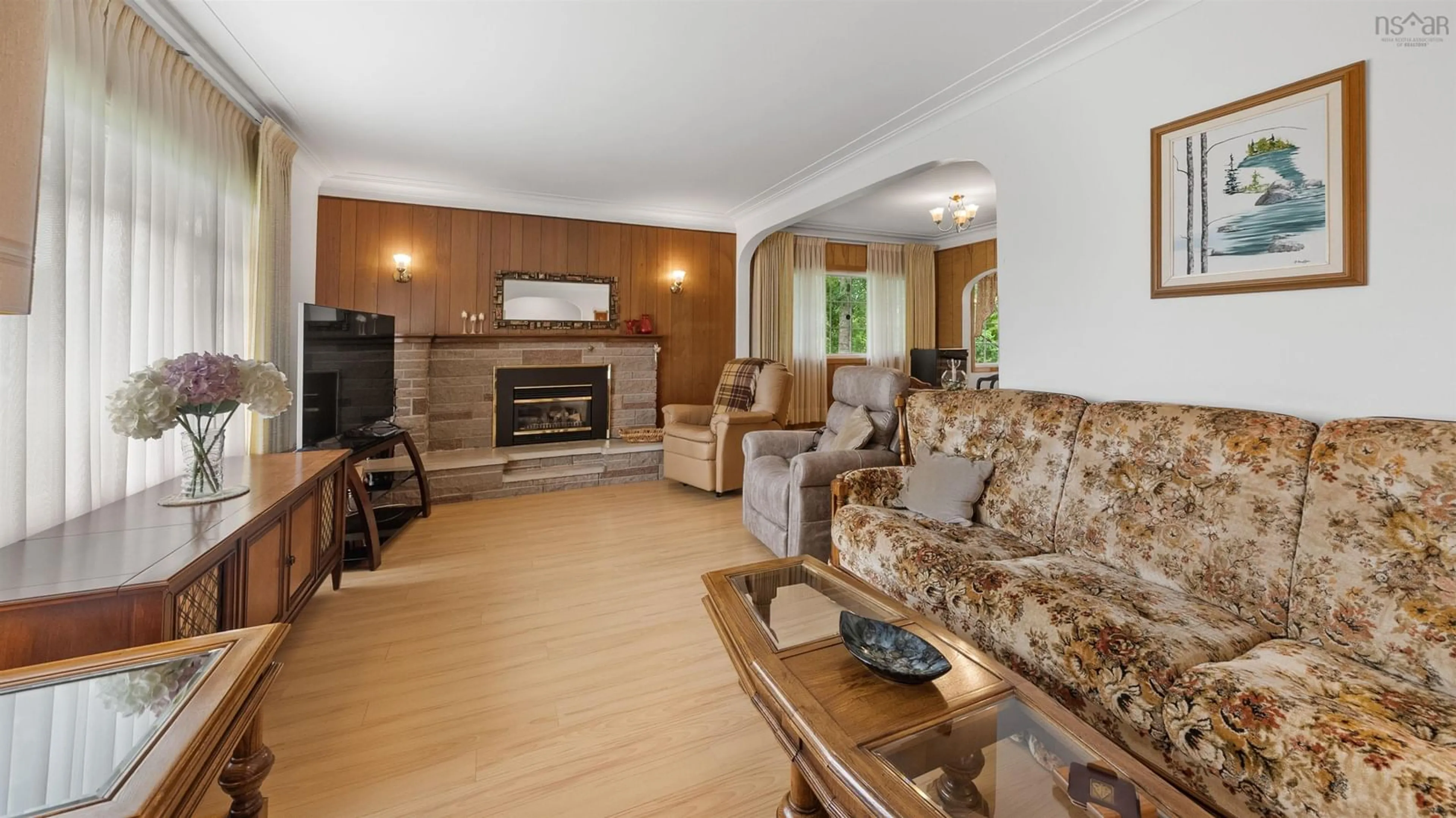 Living room with furniture, wood/laminate floor for 8801 Highway 224, Upper Musquodoboit Nova Scotia B0N 1X0