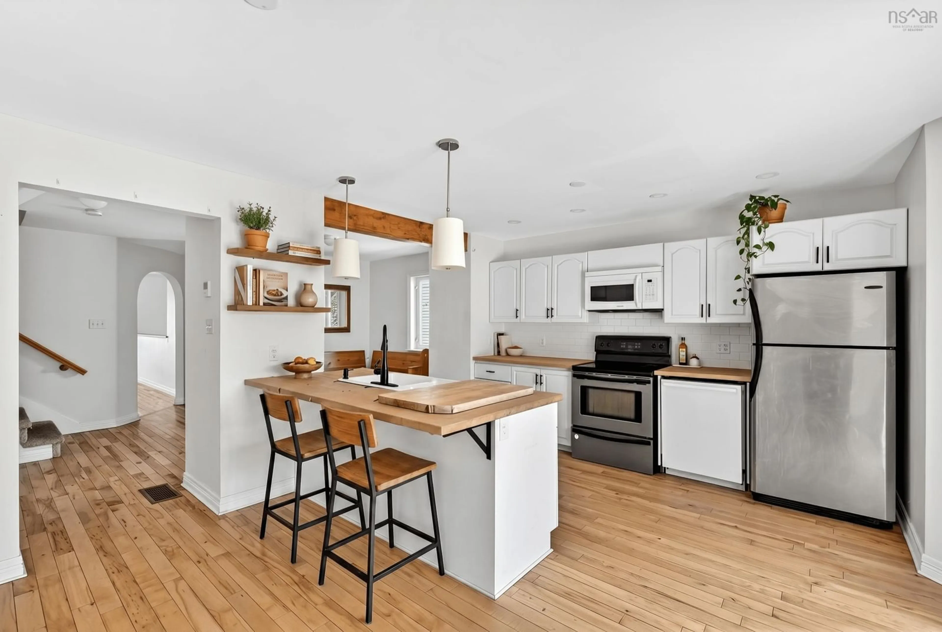 Open concept kitchen, wood/laminate floor for 38 Evans Ave, Halifax Nova Scotia B3M 1C2