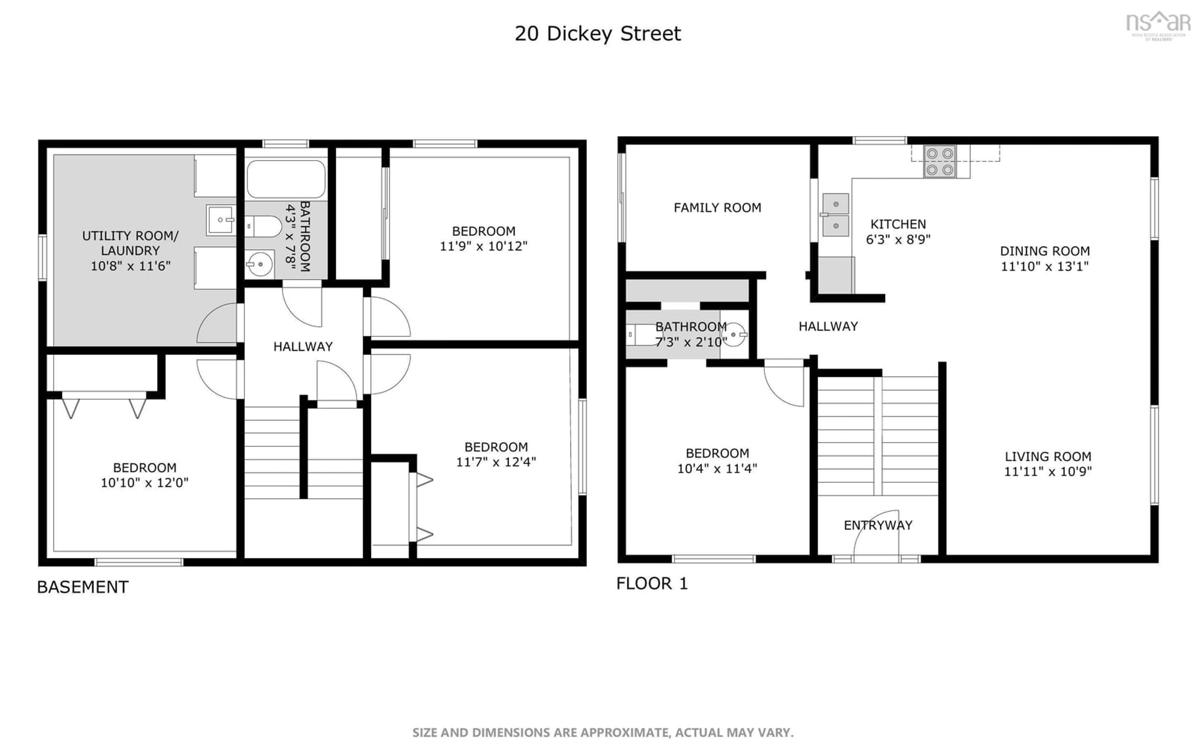 Floor plan for 20 Dickey St, Amherst Nova Scotia B4H 2H9