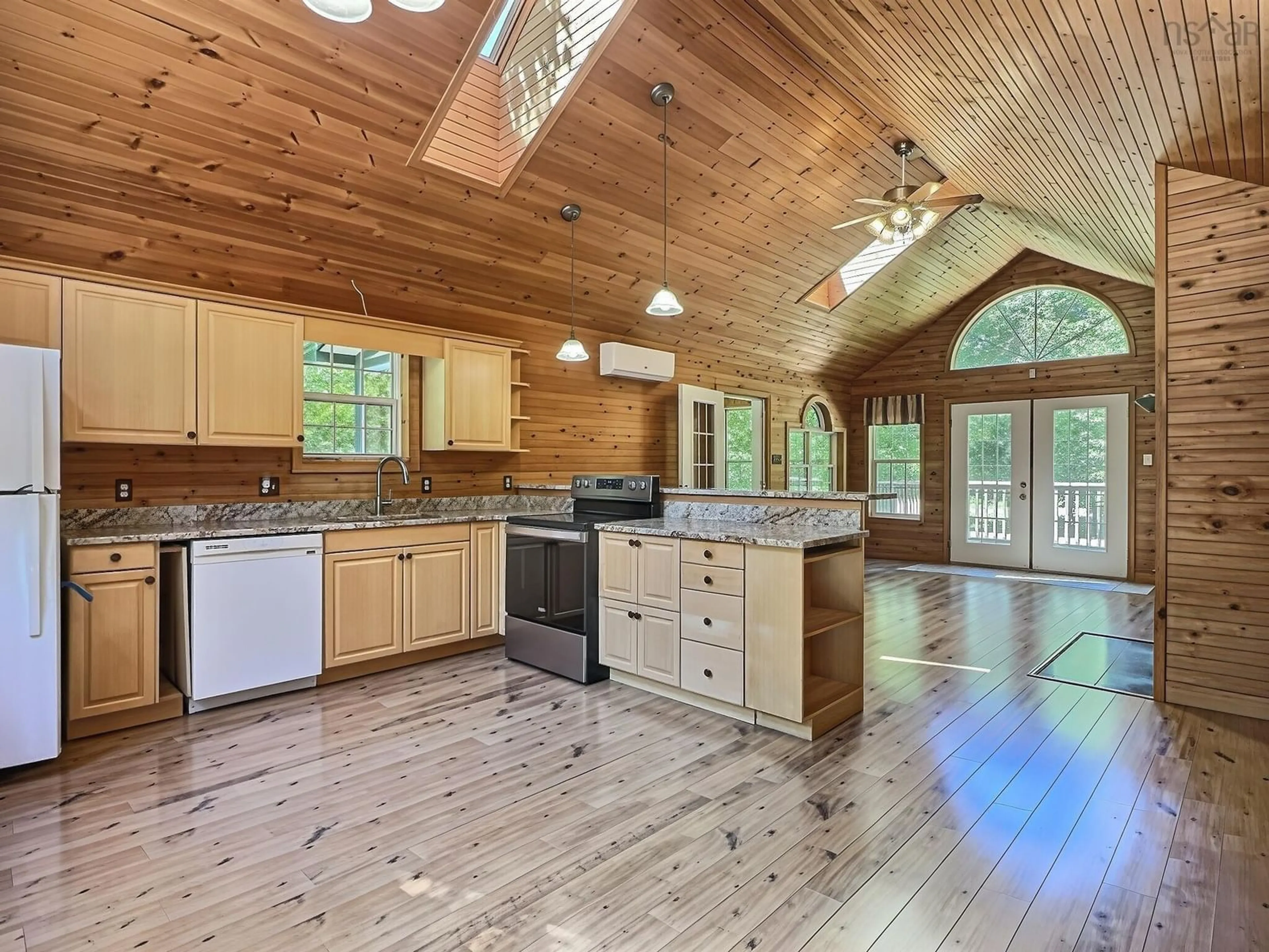 Open concept kitchen, wood/laminate floor for 503 Hart Lake Rd, Hart Lake Nova Scotia B0M 1Z0