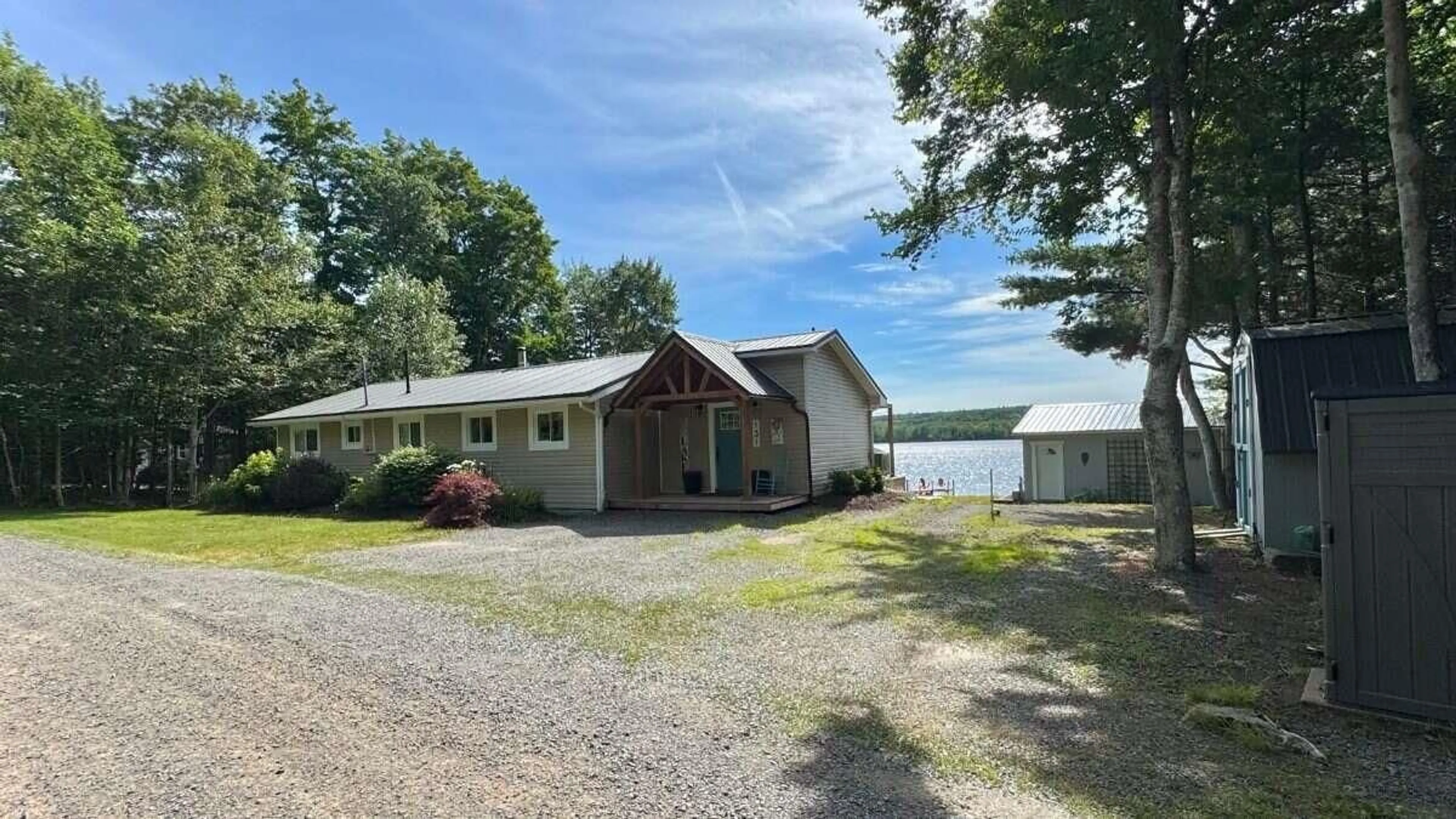 A pic from outside/outdoor area/front of a property/back of a property/a pic from drone, water/lake/river/ocean view for 131 Meadow Lane, Murphy Lake Nova Scotia B4N 3V8
