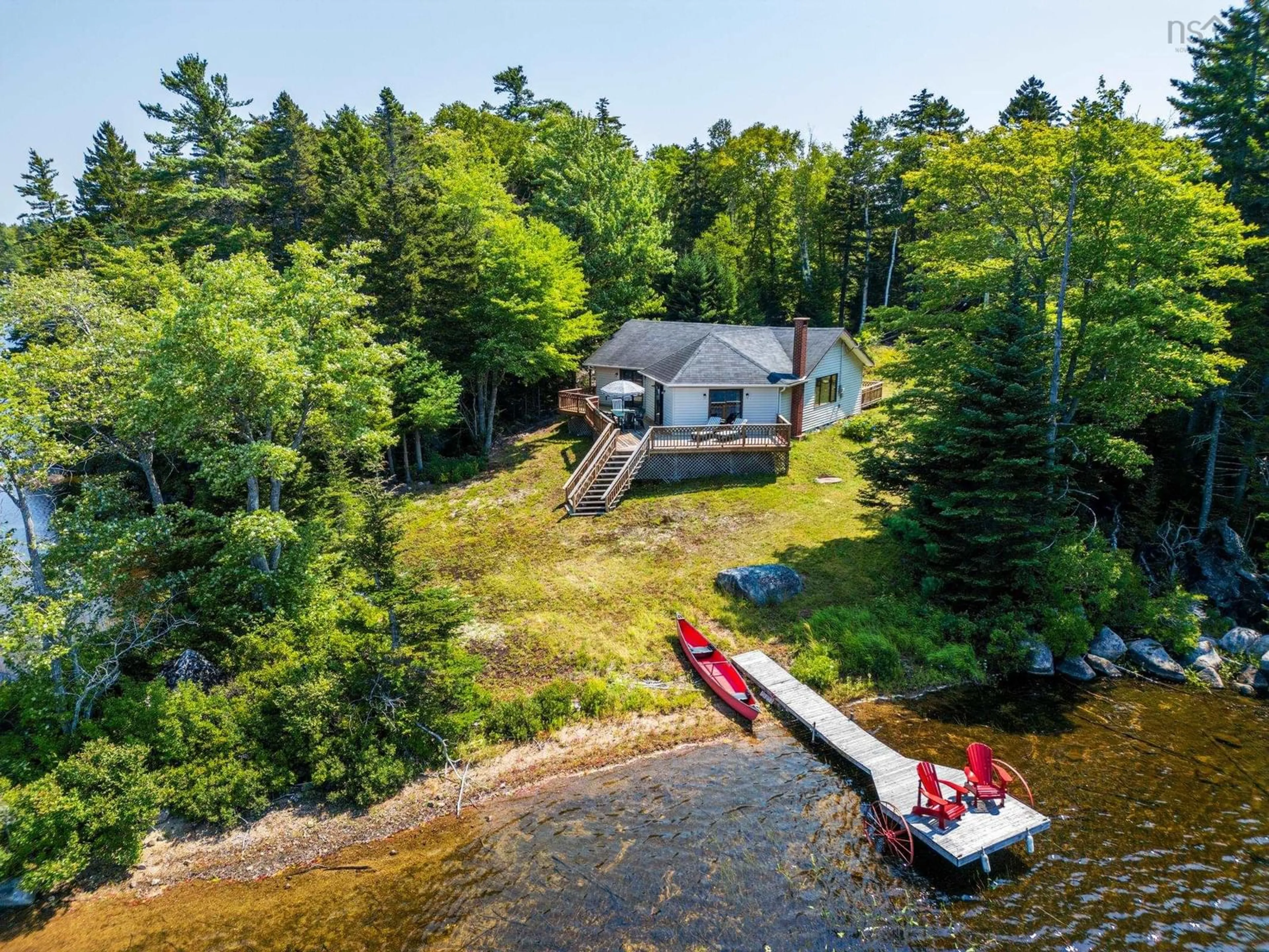 A pic from outside/outdoor area/front of a property/back of a property/a pic from drone, water/lake/river/ocean view for 192 Kelly Lane, Wrights Lake Nova Scotia B0S 1C0