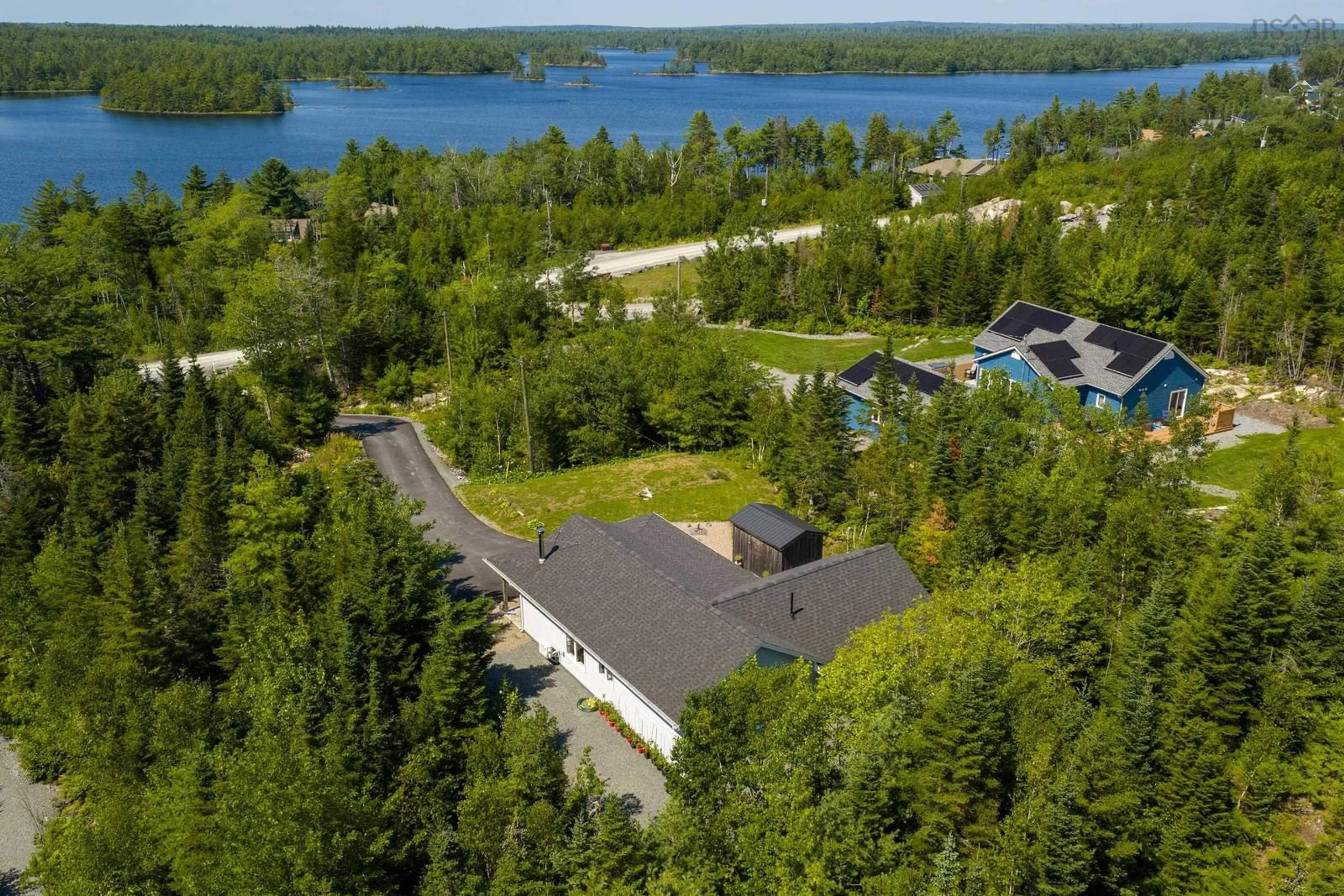 A pic from outside/outdoor area/front of a property/back of a property/a pic from drone, water/lake/river/ocean view for 147 Heritage Way, East Uniacke Nova Scotia B0N 1Z0