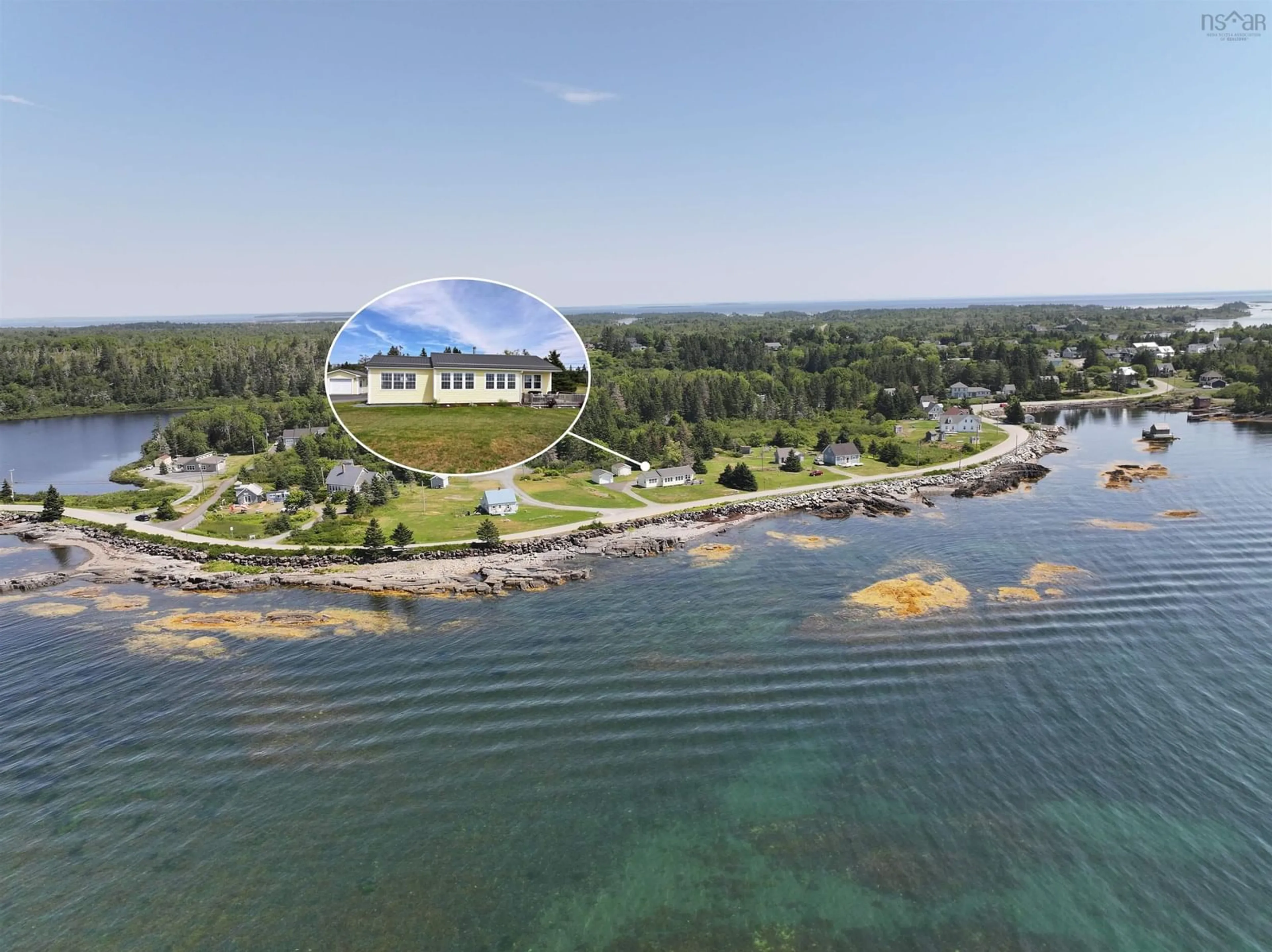 A pic from outside/outdoor area/front of a property/back of a property/a pic from drone, water/lake/river/ocean view for 1263 Blue Rocks Rd, Blue Rocks Nova Scotia B0J 2C0