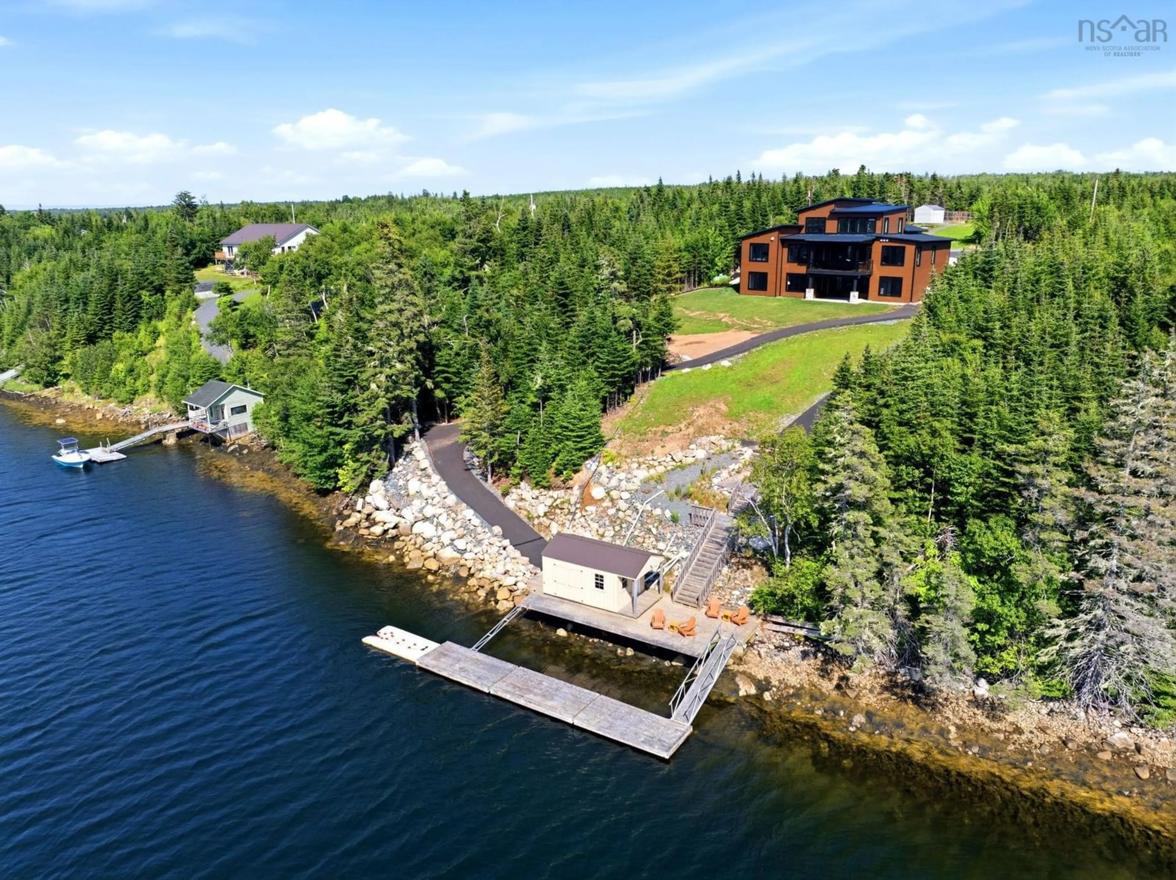 A pic from outside/outdoor area/front of a property/back of a property/a pic from drone, water/lake/river/ocean view for 425 Powers Rd, Whites Lake Nova Scotia B3T 1W6