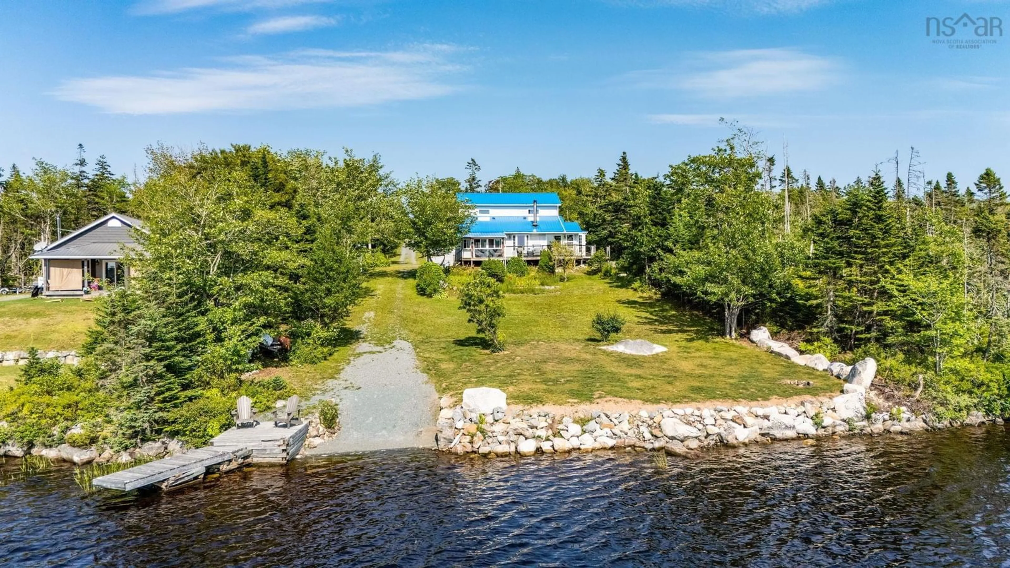 A pic from outside/outdoor area/front of a property/back of a property/a pic from drone, water/lake/river/ocean view for 1143 Mooseleand Rd, Tangier Nova Scotia B0J 3H0