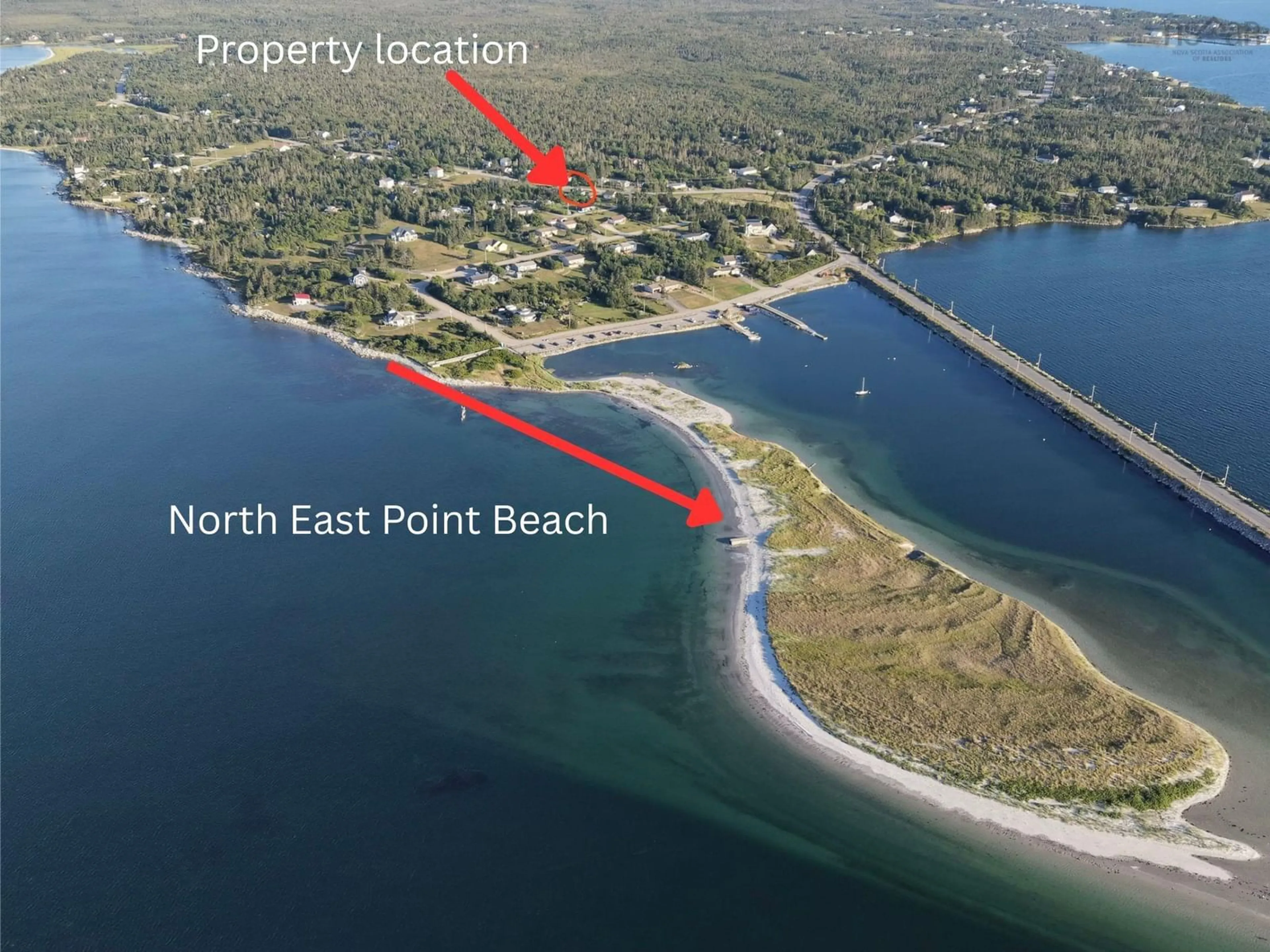 A pic from outside/outdoor area/front of a property/back of a property/a pic from drone, water/lake/river/ocean view for 41 Stoney Island Rd, North East Point Nova Scotia B0W 2P0