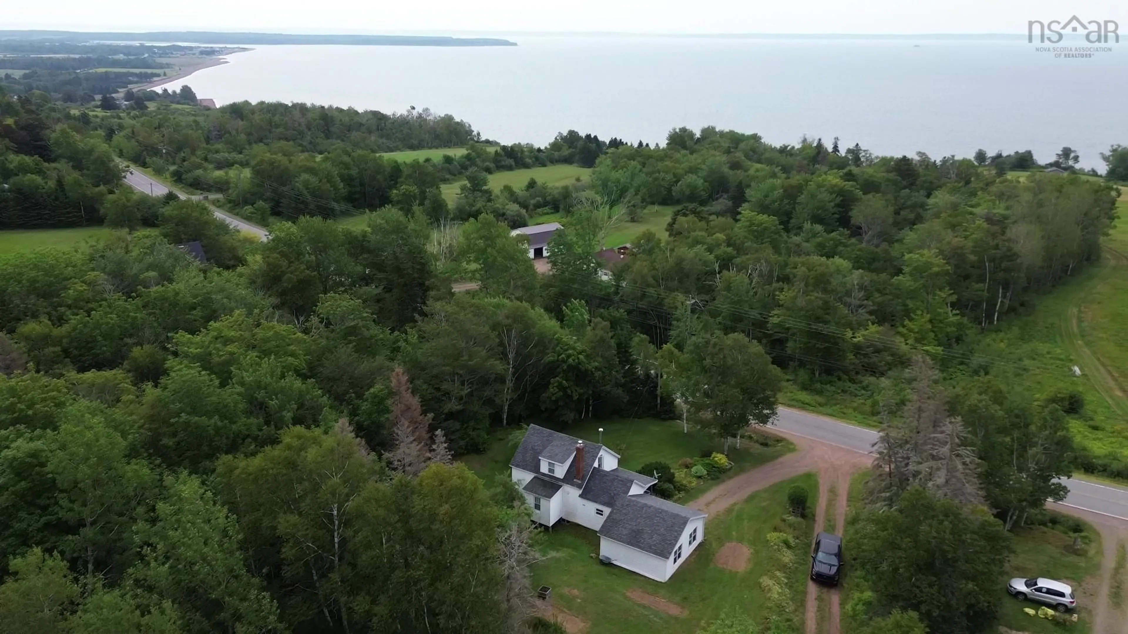 A pic from outside/outdoor area/front of a property/back of a property/a pic from drone, water/lake/river/ocean view for 2451 Highway 2, Carrs Brook Nova Scotia B0M 1B0