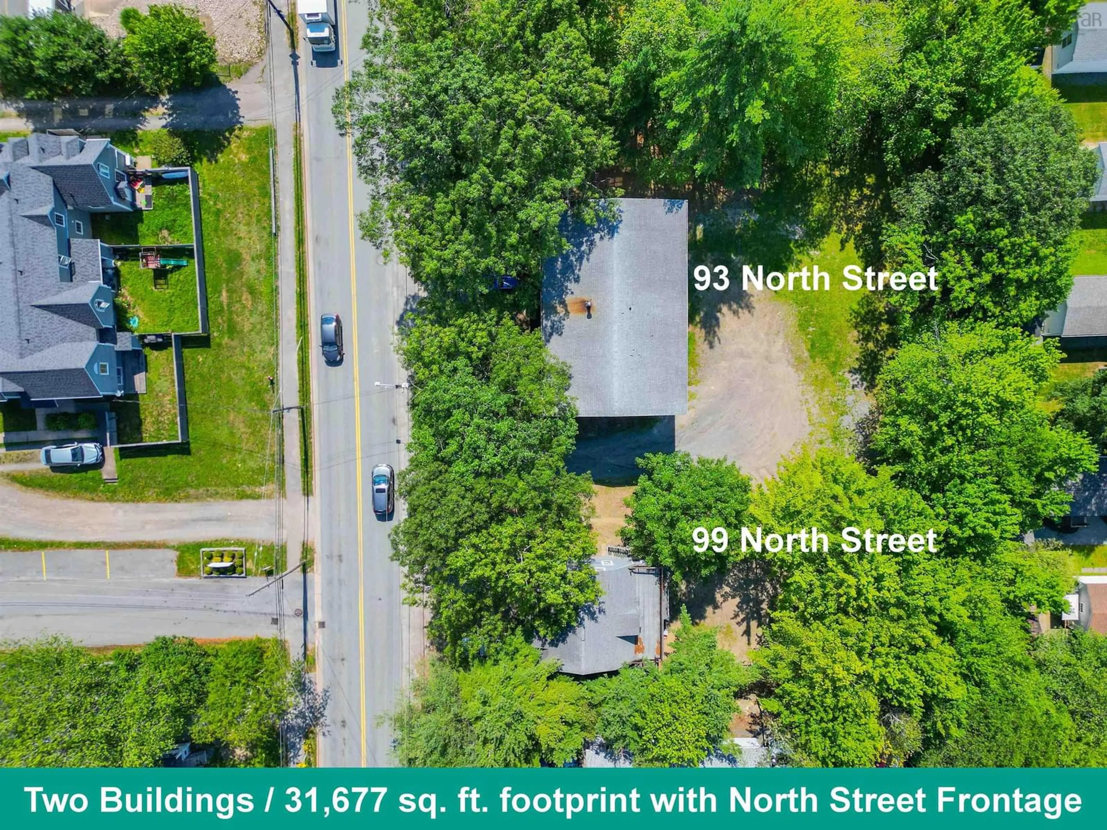 A pic from outside/outdoor area/front of a property/back of a property/a pic from drone, street for 93 & 99 North St, Bridgewater Nova Scotia B4V 2V6