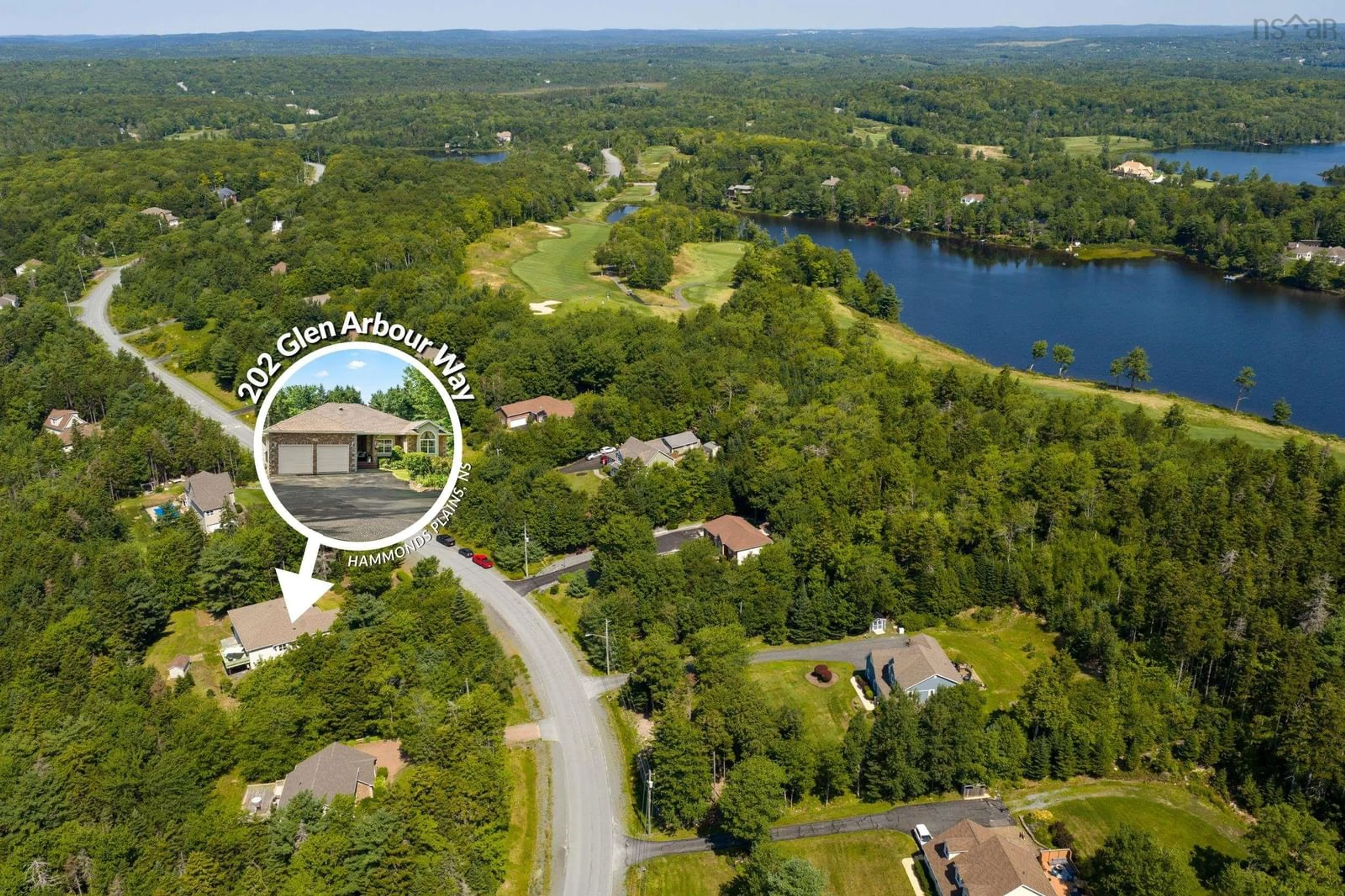 A pic from outside/outdoor area/front of a property/back of a property/a pic from drone, water/lake/river/ocean view for 202 Glen Arbour Way, Hammonds Plains Nova Scotia B4B 1T5