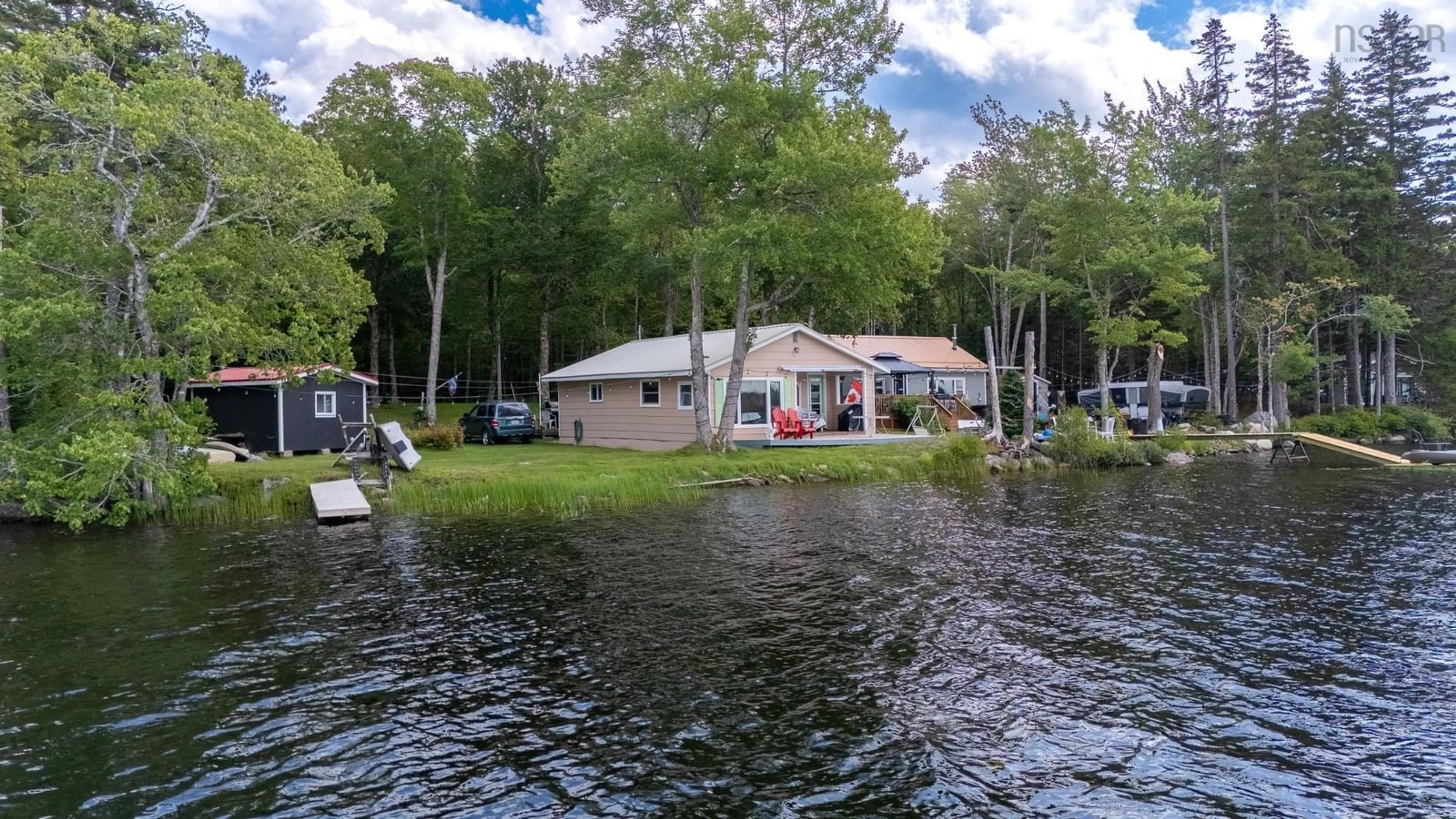A pic from outside/outdoor area/front of a property/back of a property/a pic from drone, water/lake/river/ocean view for 296 Hunts Lake Rd, Aldersville Nova Scotia B0J 2M0