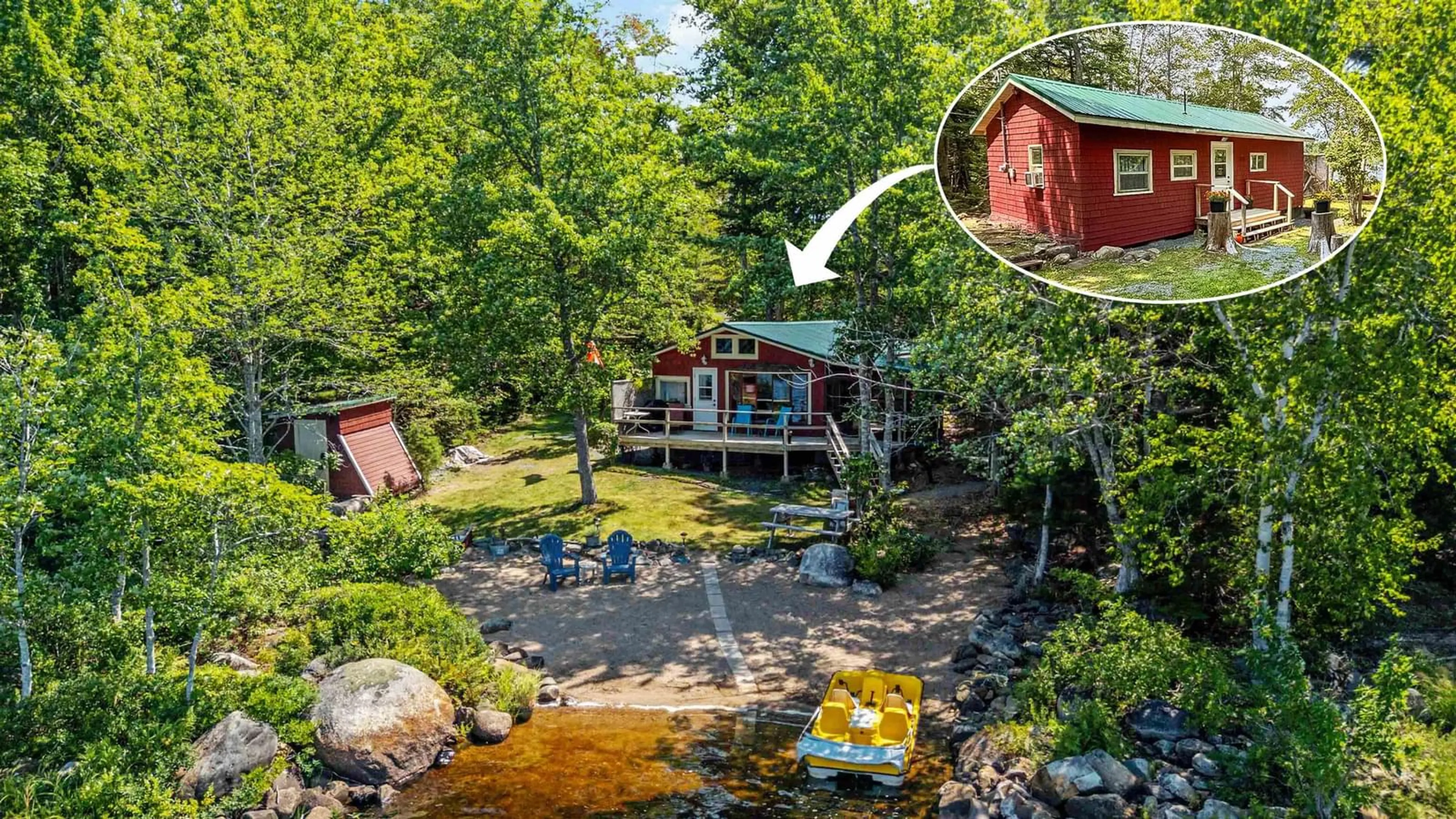 A pic from outside/outdoor area/front of a property/back of a property/a pic from drone, water/lake/river/ocean view for 105 Henley Rd, Labelle Nova Scotia B4V 8V1