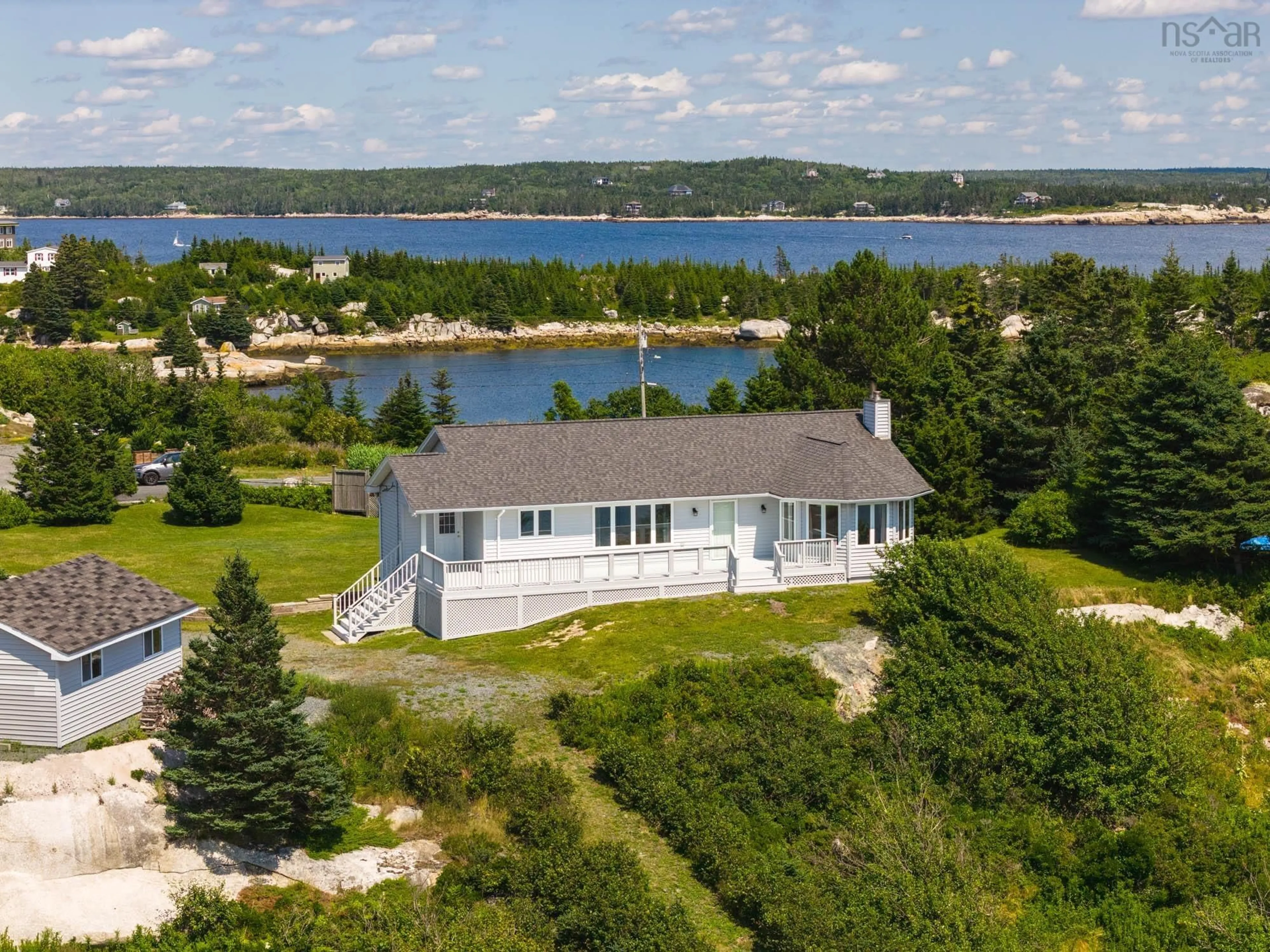 A pic from outside/outdoor area/front of a property/back of a property/a pic from drone, water/lake/river/ocean view for 439 Whistlers Cove Rd, East Dover Nova Scotia B3Z 3W5