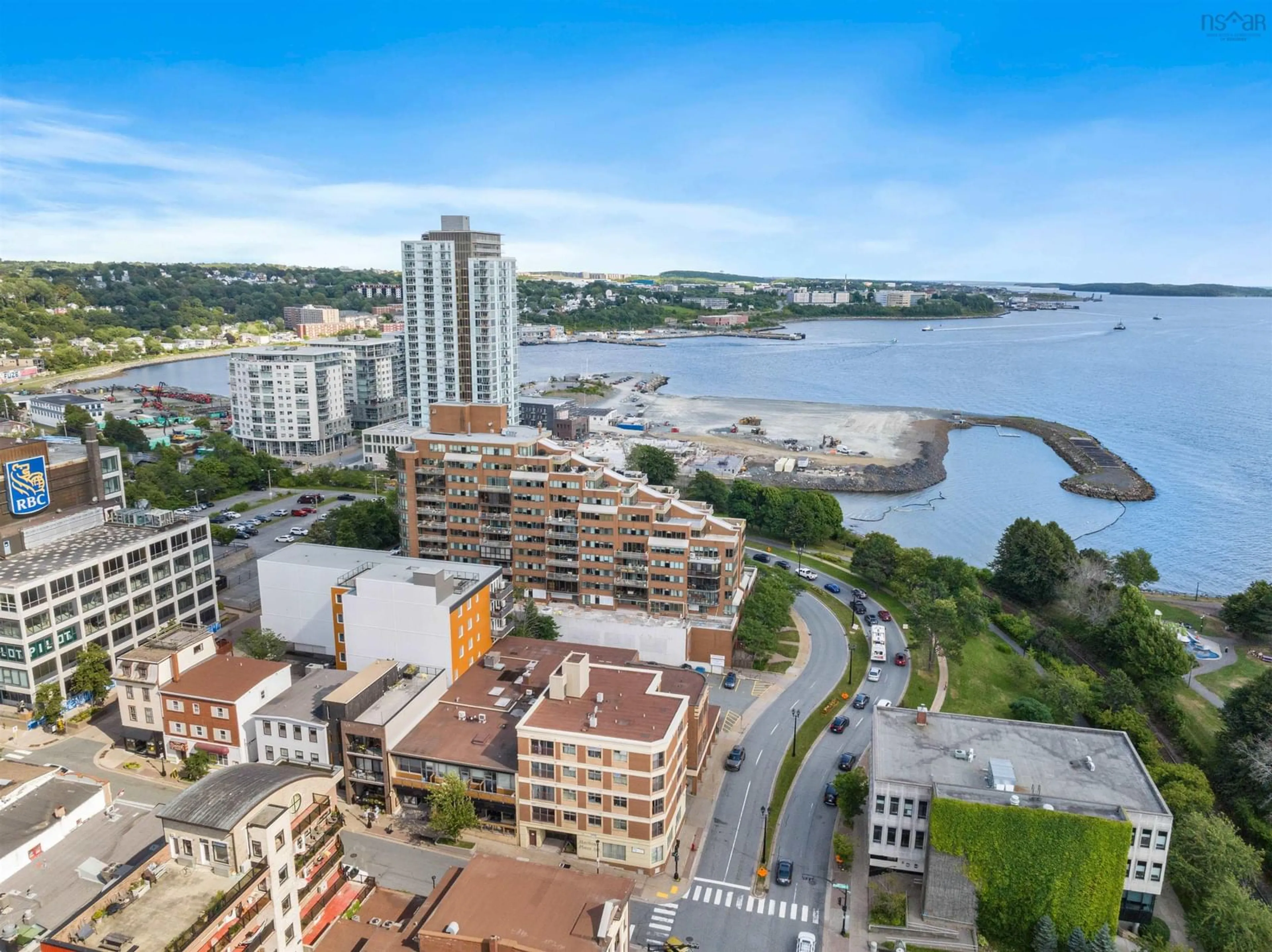 A pic from outside/outdoor area/front of a property/back of a property/a pic from drone, city buildings view from balcony for 1 Prince St #702, Dartmouth Nova Scotia B2Y 4L3
