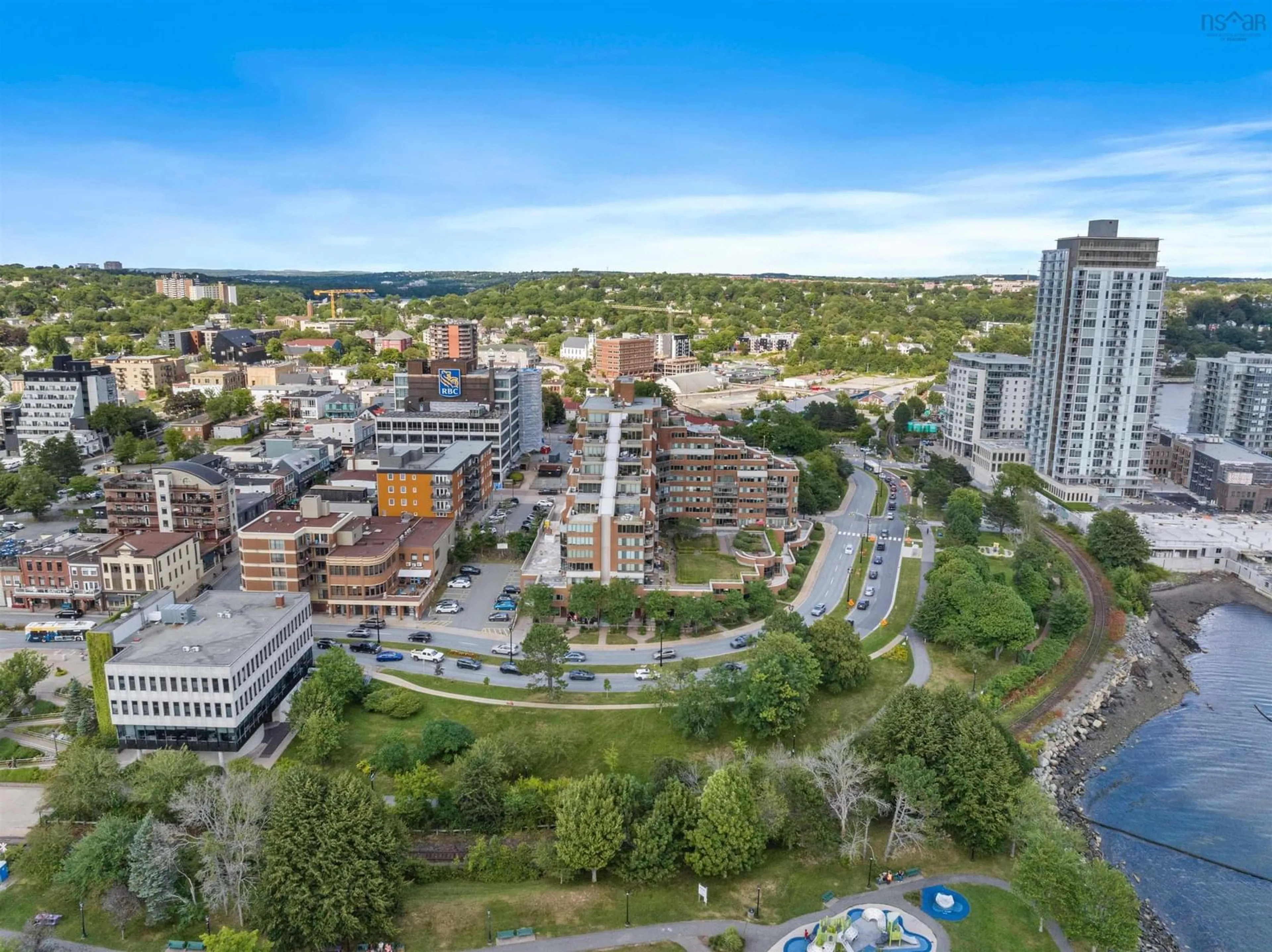 A pic from outside/outdoor area/front of a property/back of a property/a pic from drone, city buildings view from balcony for 1 Prince St #702, Dartmouth Nova Scotia B2Y 4L3