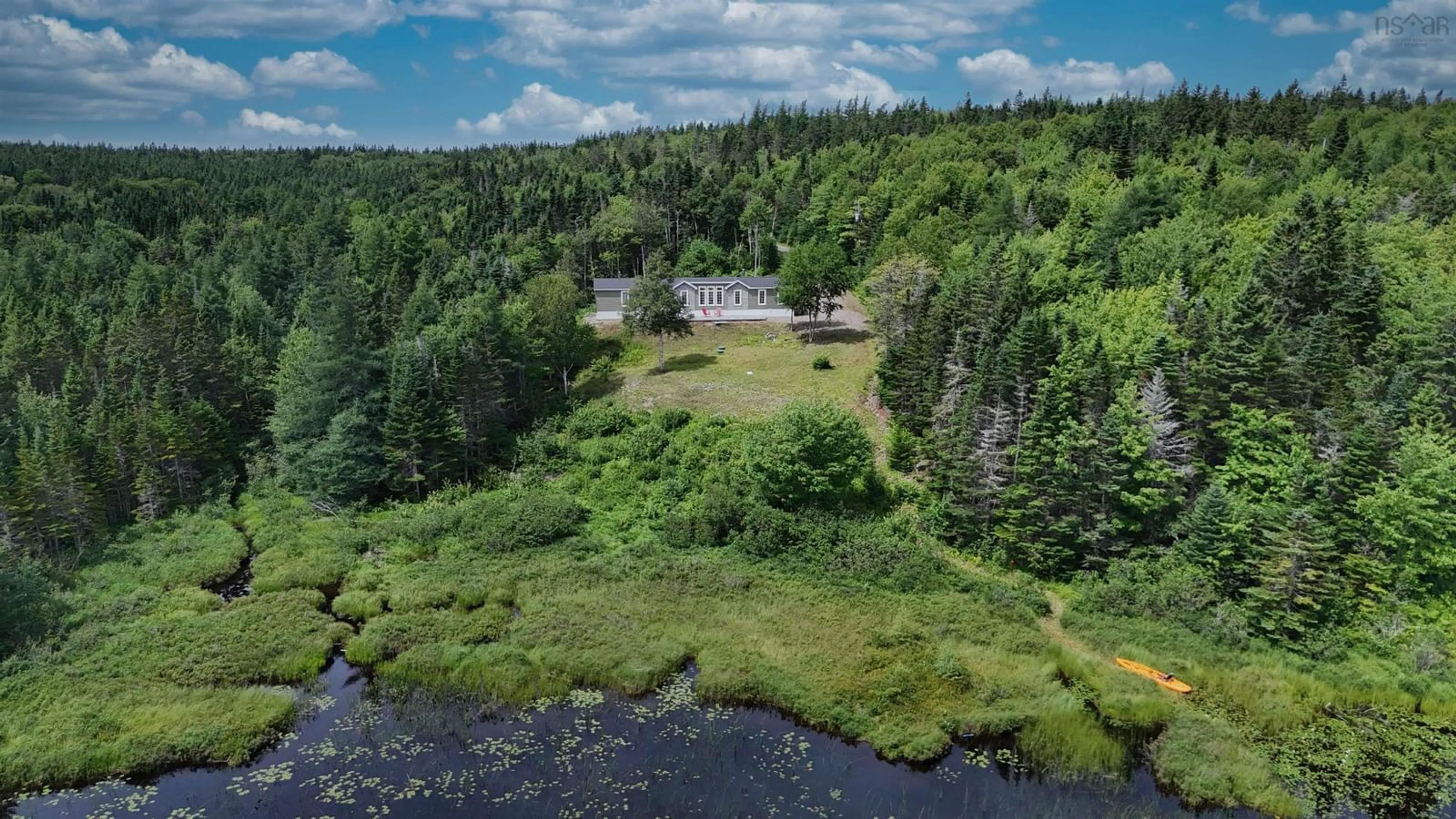 A pic from outside/outdoor area/front of a property/back of a property/a pic from drone, water/lake/river/ocean view for 85 Lucas Lane, Kempt Road Nova Scotia B0E 1J0