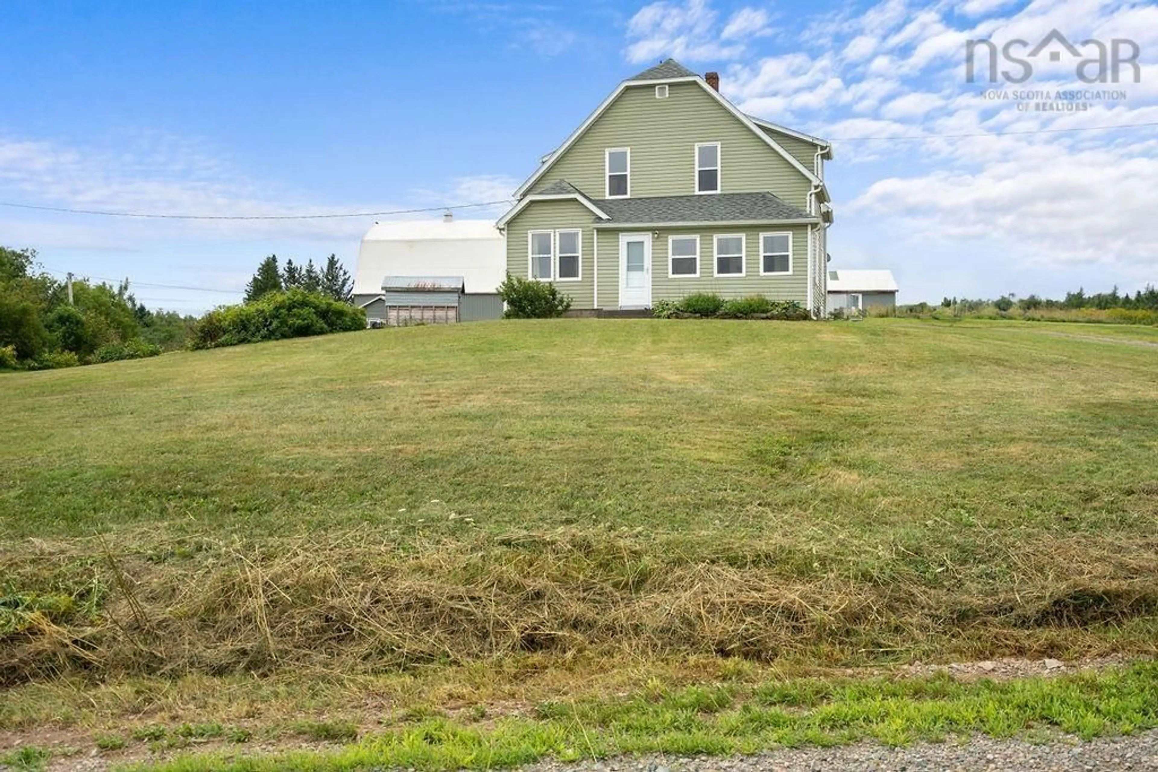 A pic from outside/outdoor area/front of a property/back of a property/a pic from drone, water/lake/river/ocean view for 540 Farm Rd, Heatherton Nova Scotia B2G 1R0